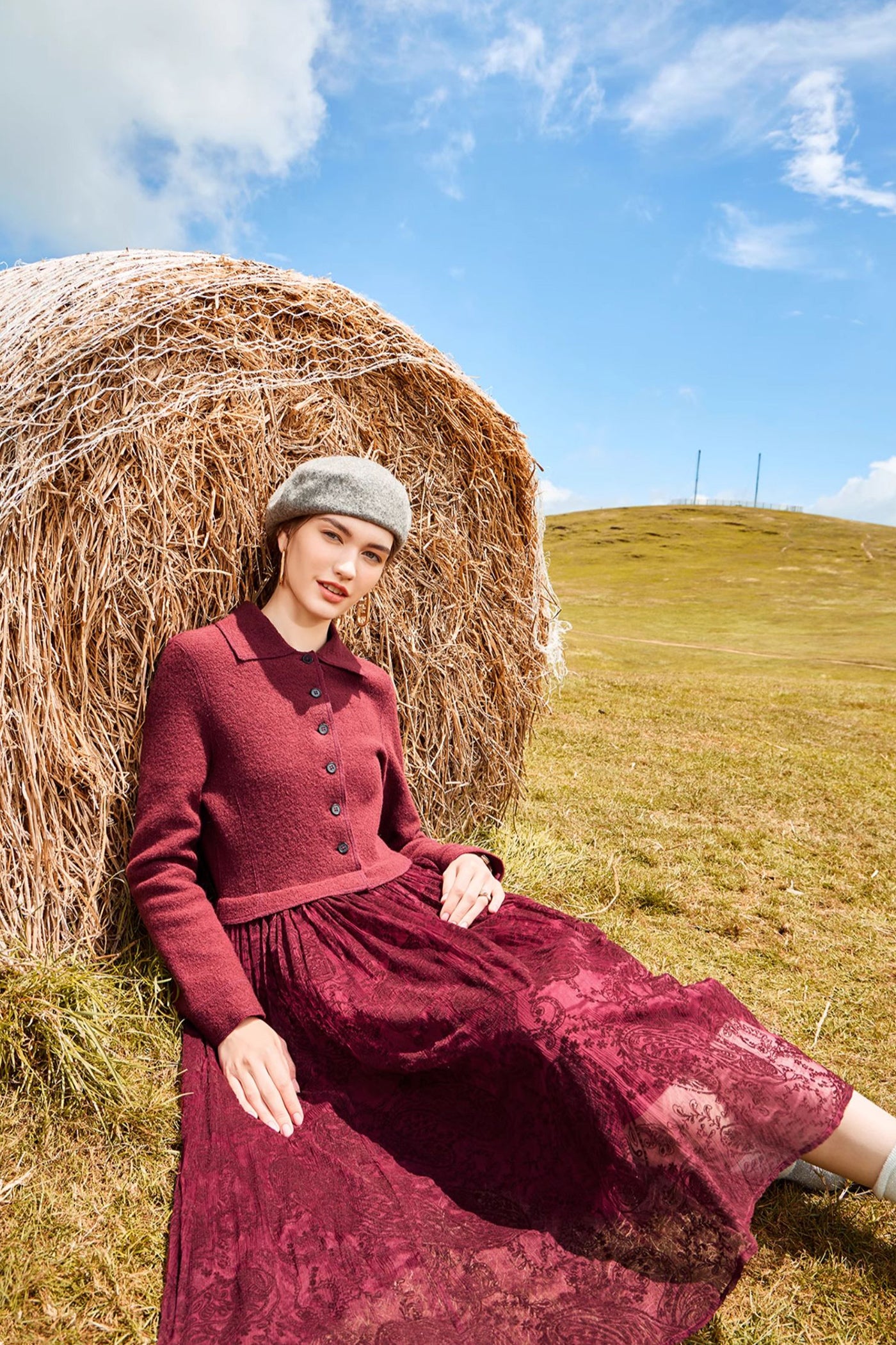 KAMILAN Wool & Jacquard Paneled Dress for Autumn–Winter