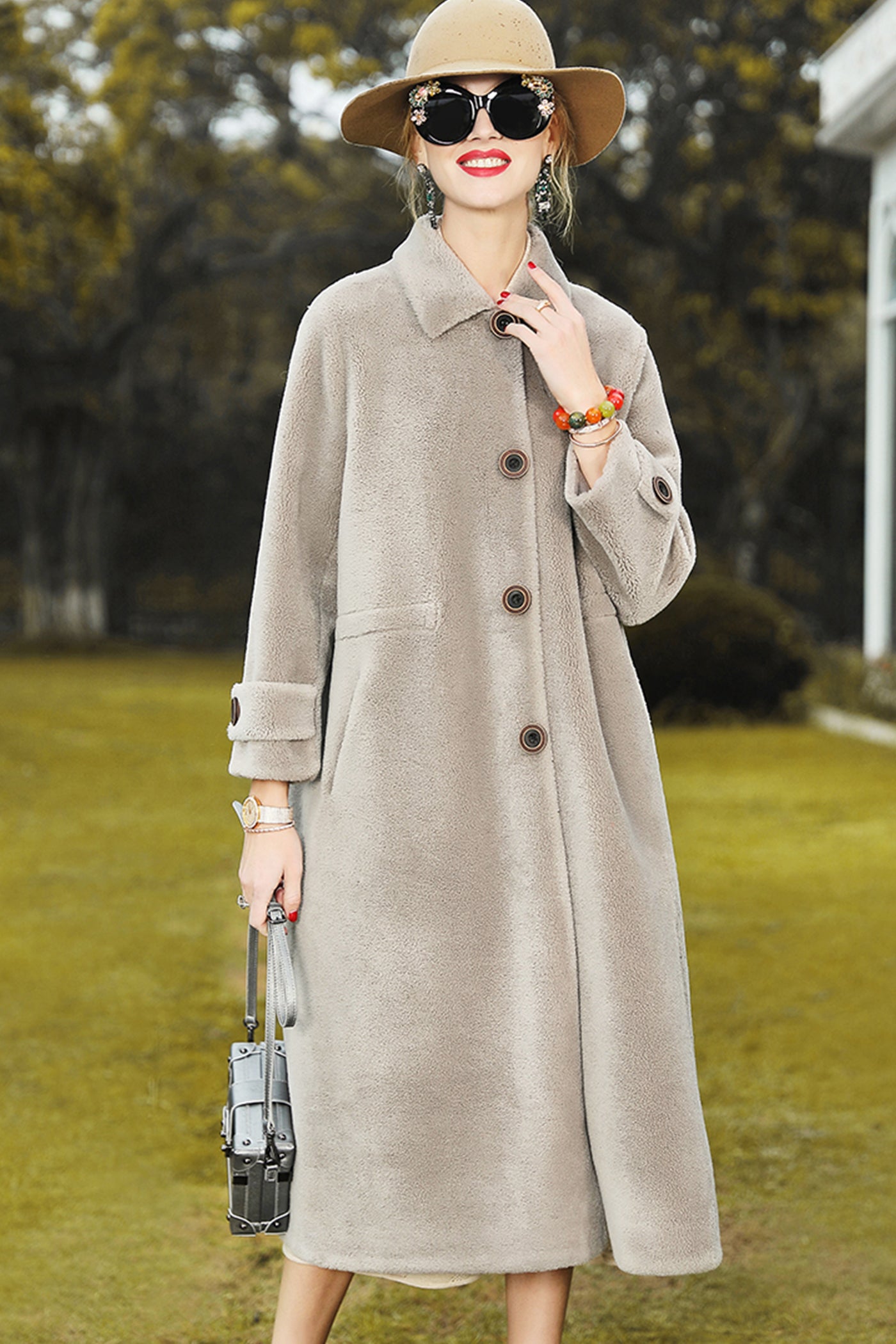 KAMILAN Wool-Blend Long Coat for Autumn/Winter in a Sculpted Silhouette