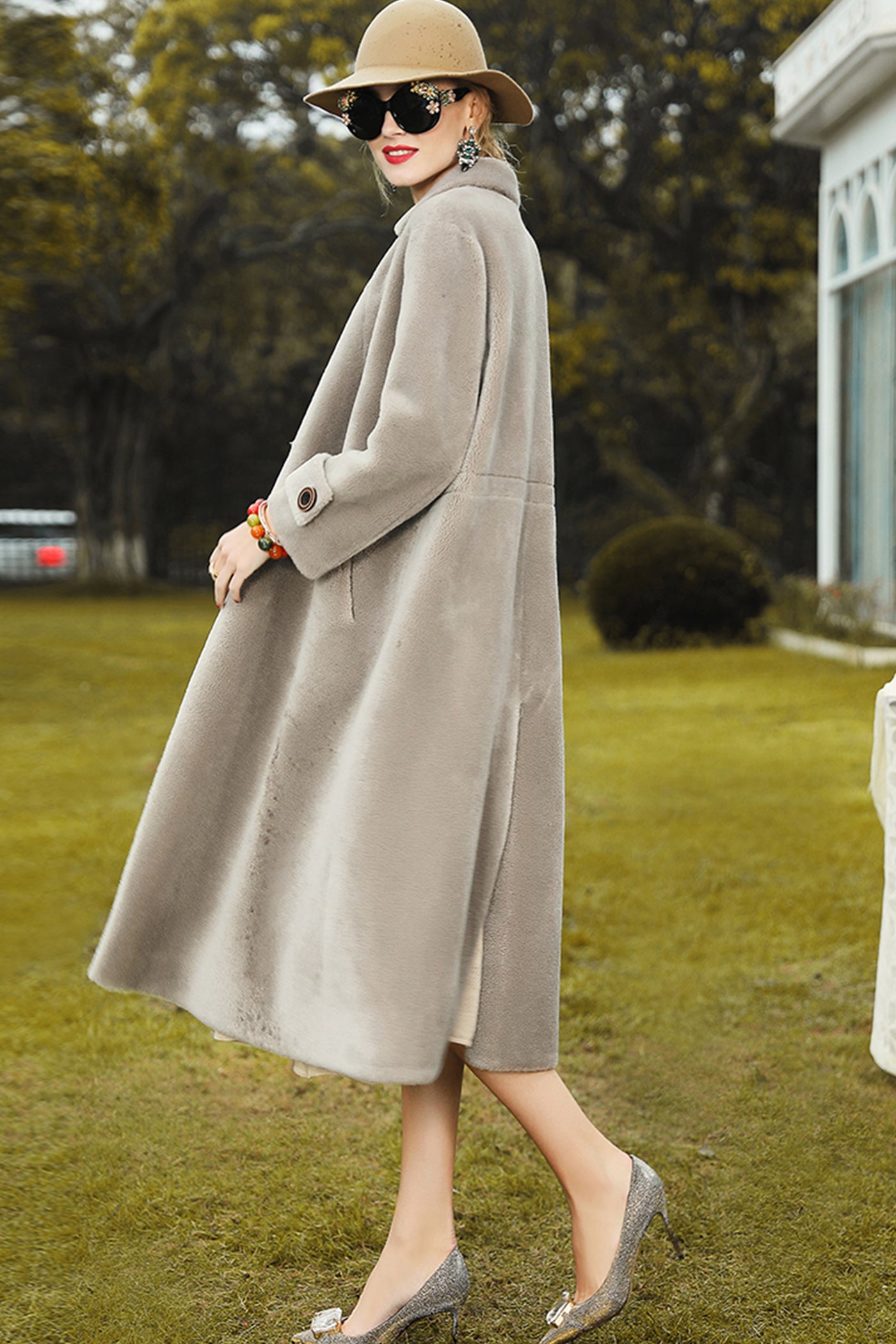 KAMILAN Wool-Blend Long Coat for Autumn/Winter in a Sculpted Silhouette