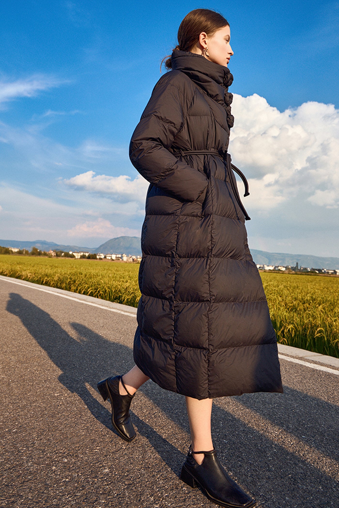 KAMILAN Long Down Coat with High Collar