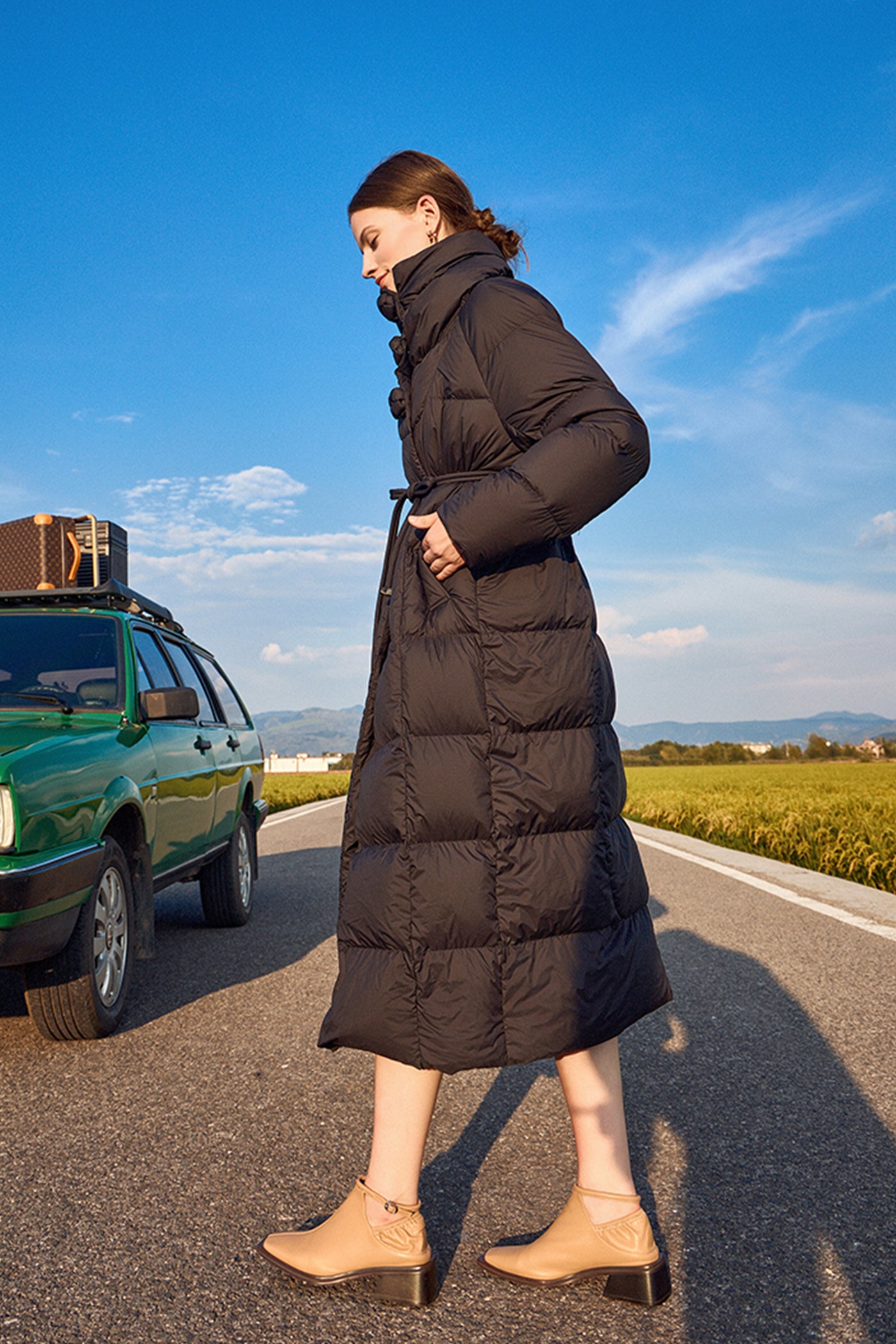 KAMILAN Long Down Coat with High Collar