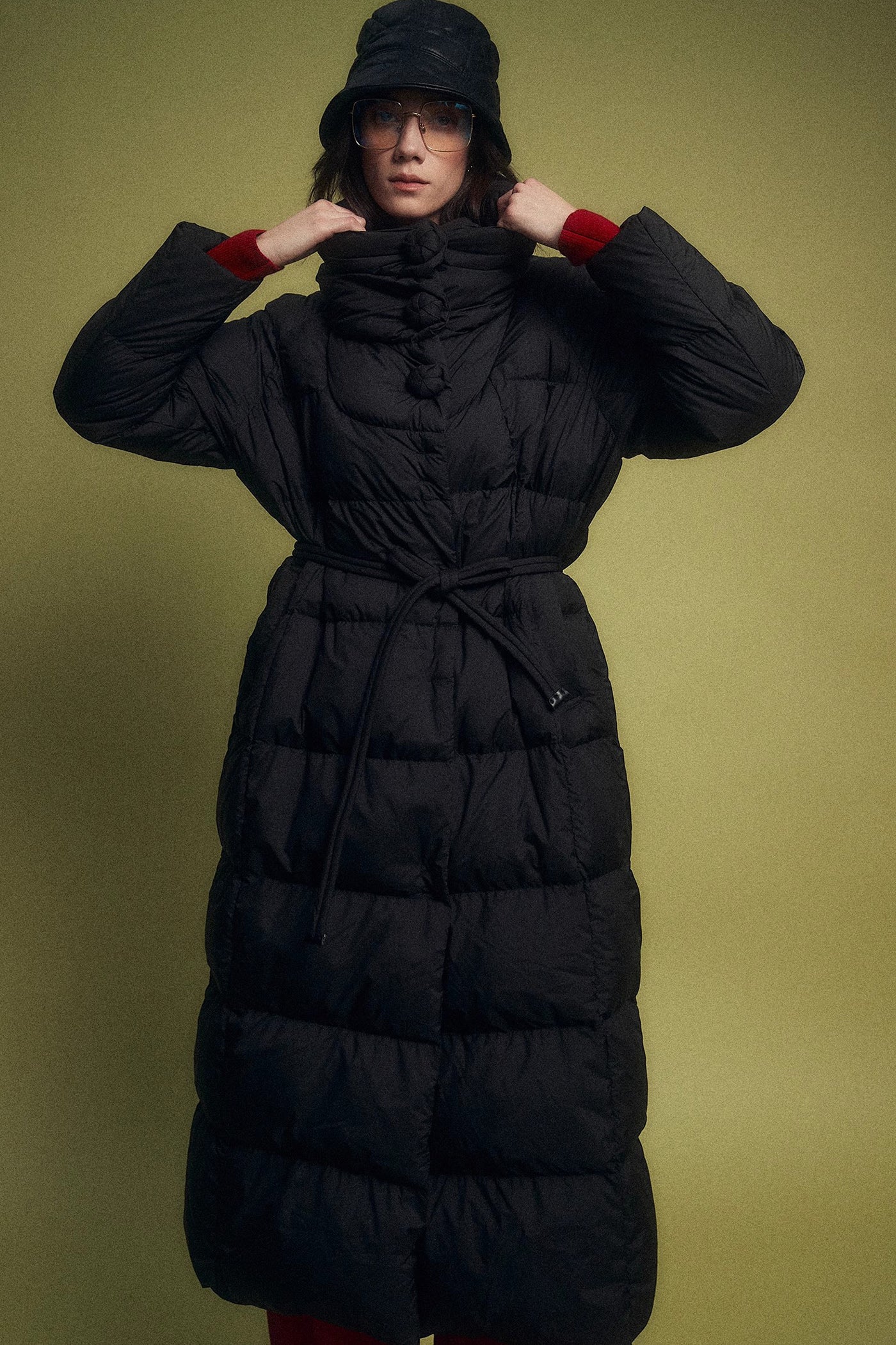 KAMILAN Long Down Coat with High Collar