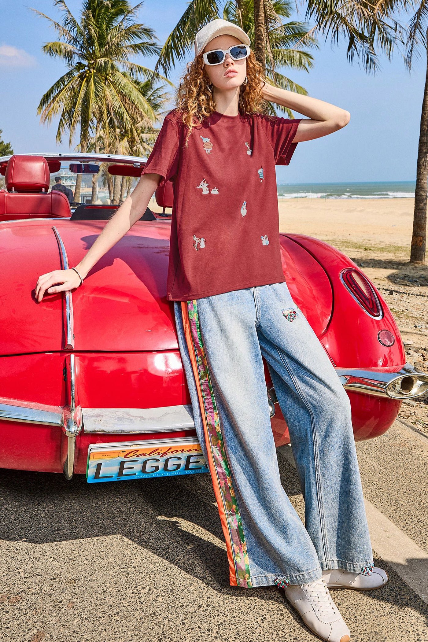 KAMILAN Embroidered Cotton Crewneck Tee