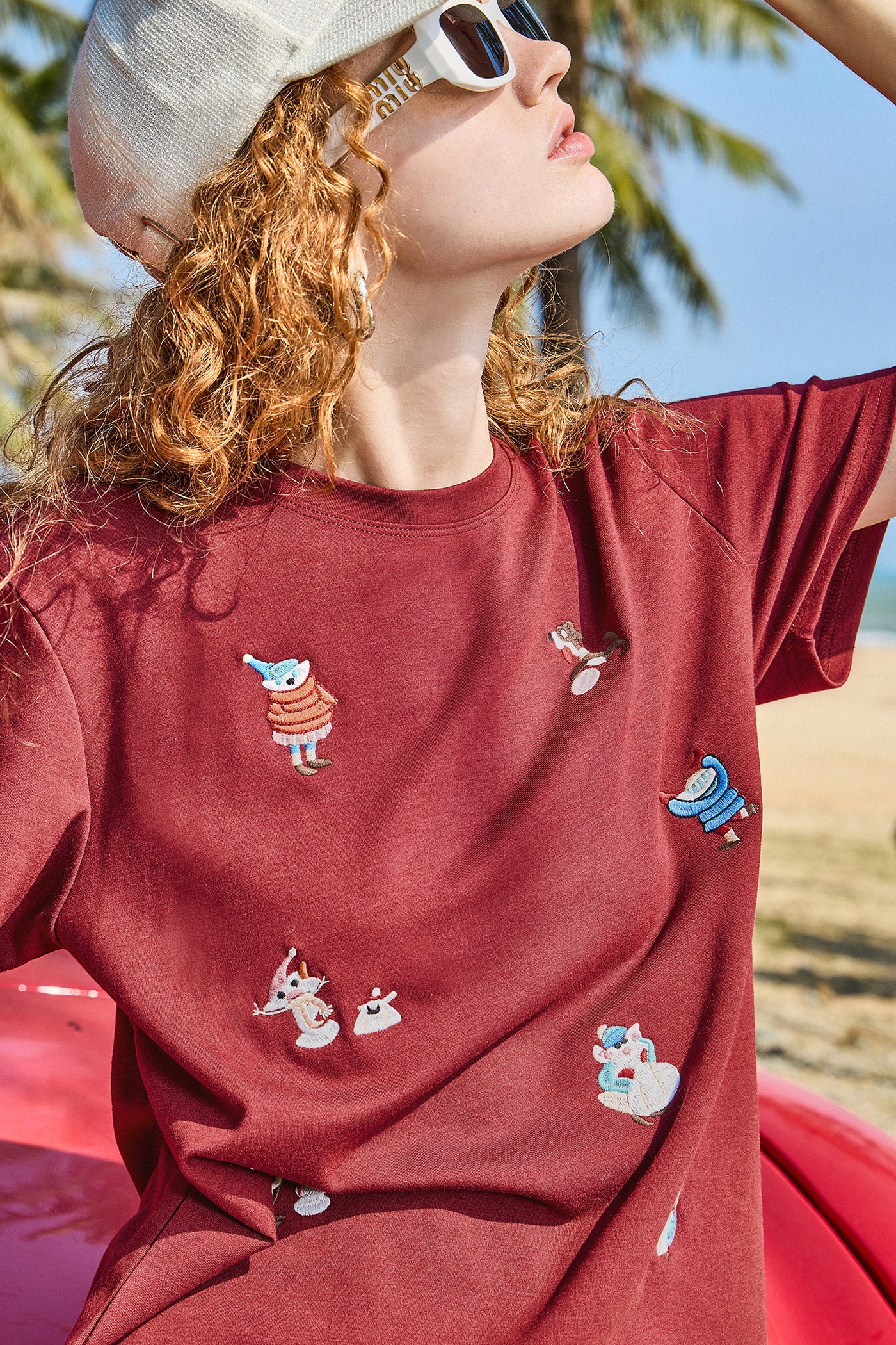 KAMILAN Embroidered Cotton Crewneck Tee