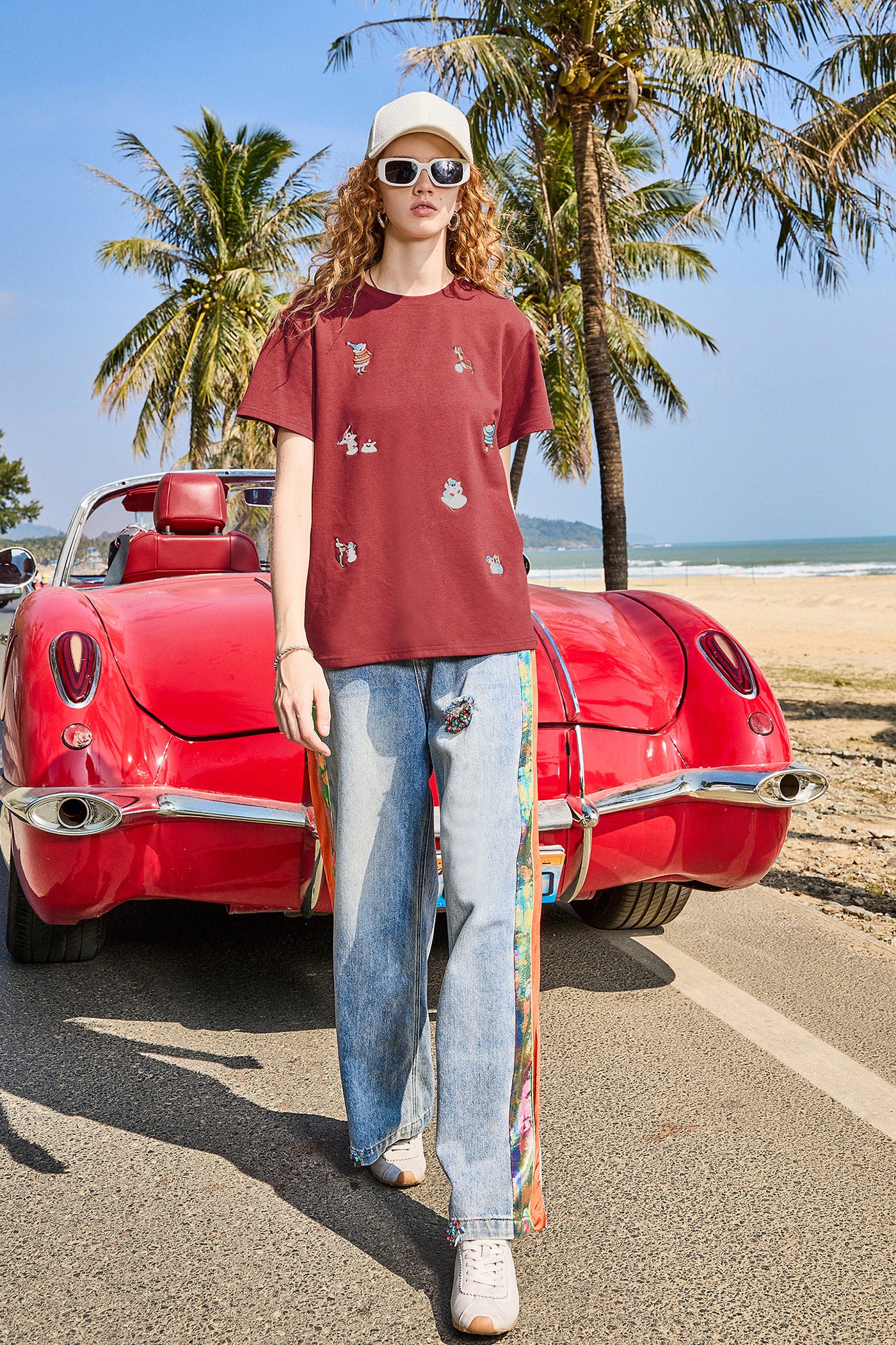 KAMILAN Embroidered Cotton Crewneck Tee