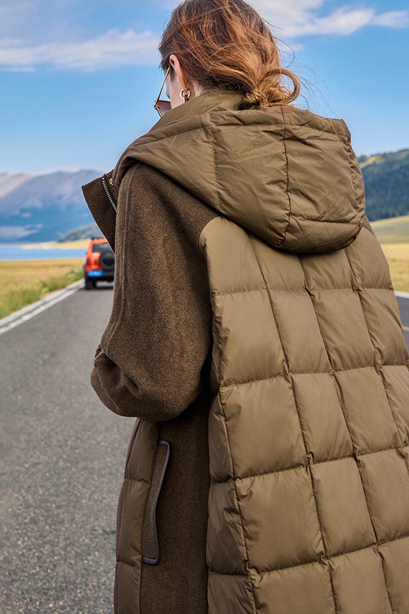 KAMILAN Two-Tone Hooded Down Coat