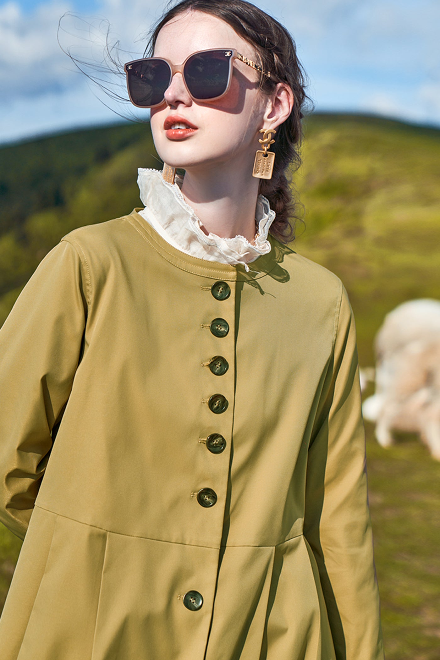KAMILAN Minimalist Belted Long Trench Coat