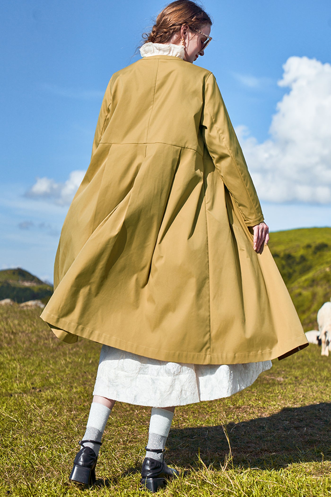 KAMILAN Minimalist Belted Long Trench Coat