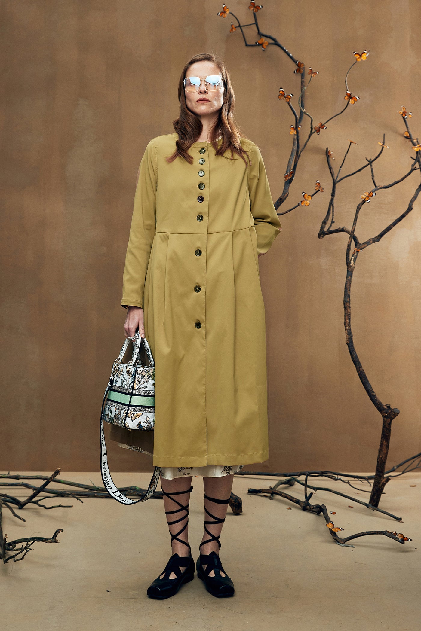 KAMILAN Minimalist Belted Long Trench Coat