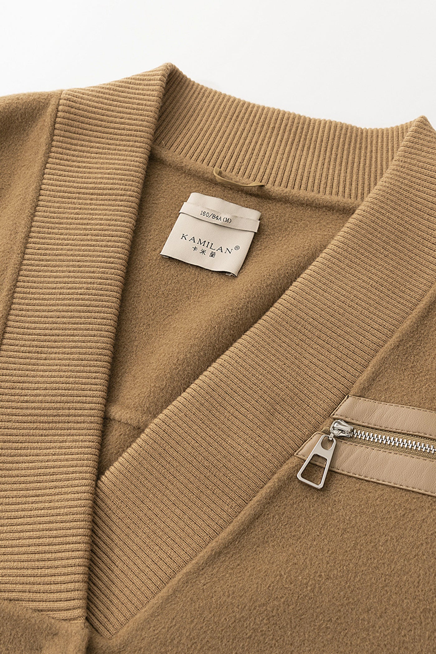 KAMILAN Pure Wool Coat in Camel with Grosgrain Waist Detailing