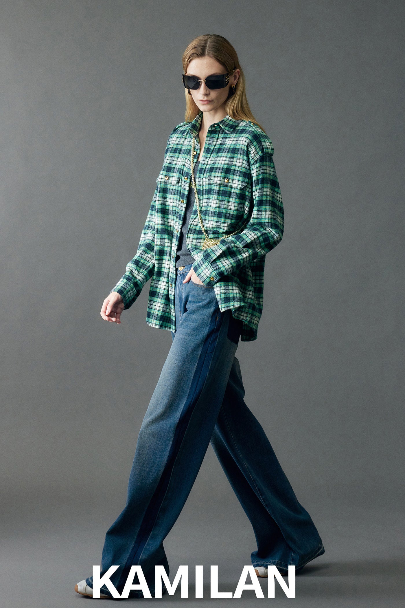 KAMILAN High-Rise Washed Wide-Leg Denim Trousers