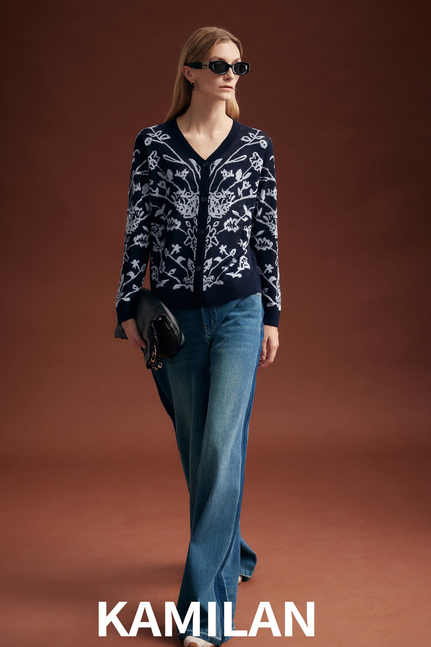 KAMILAN High-Rise Washed Wide-Leg Denim Trousers