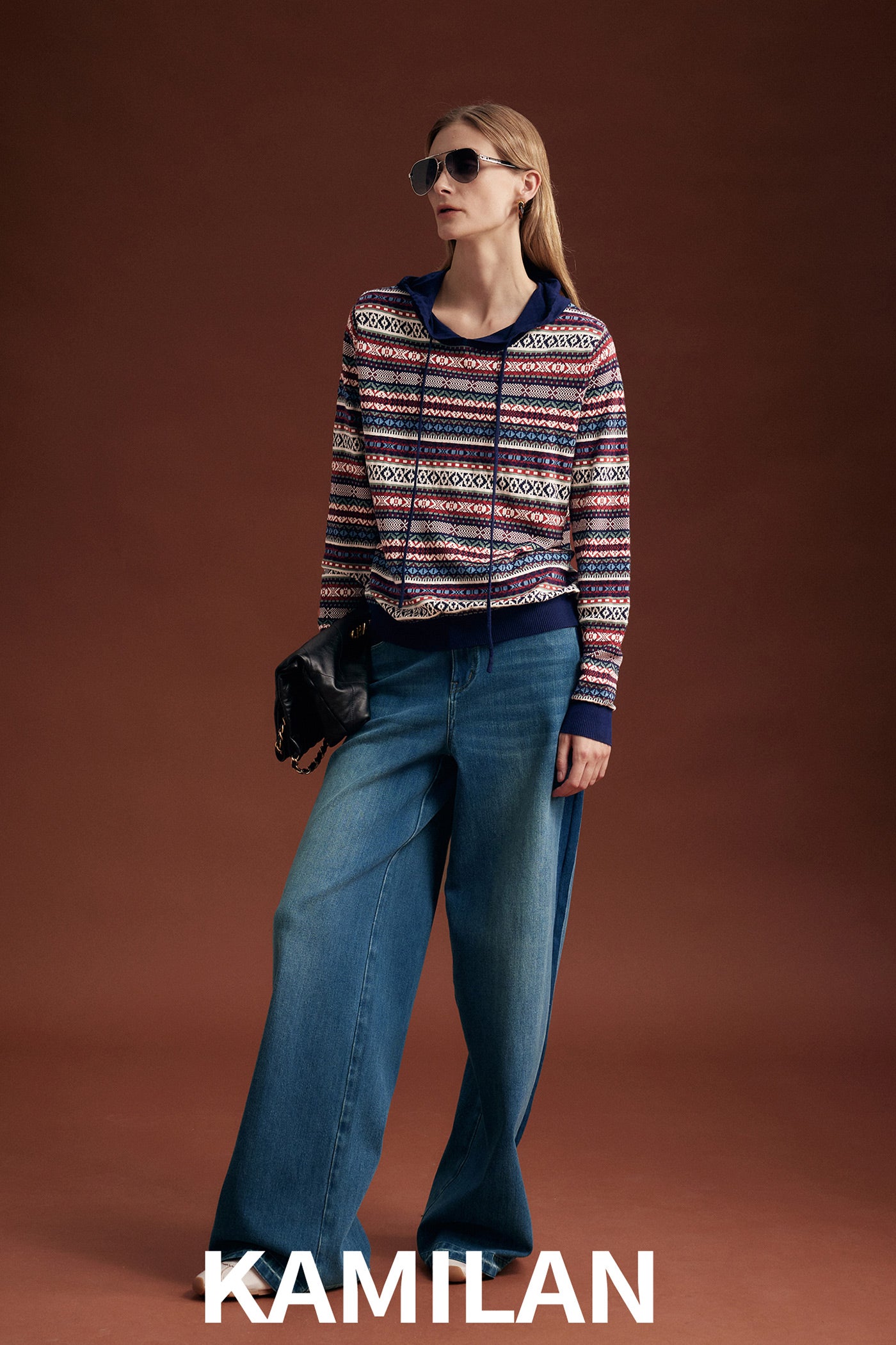 KAMILAN High-Rise Washed Wide-Leg Denim Trousers