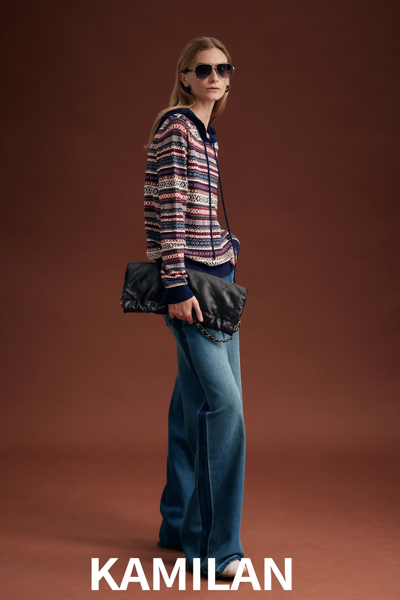 KAMILAN High-Rise Washed Wide-Leg Denim Trousers