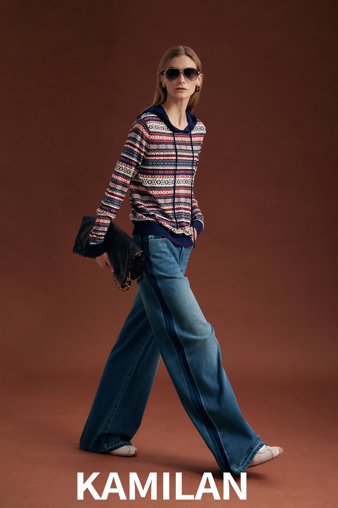 KAMILAN High-Rise Washed Wide-Leg Denim Trousers