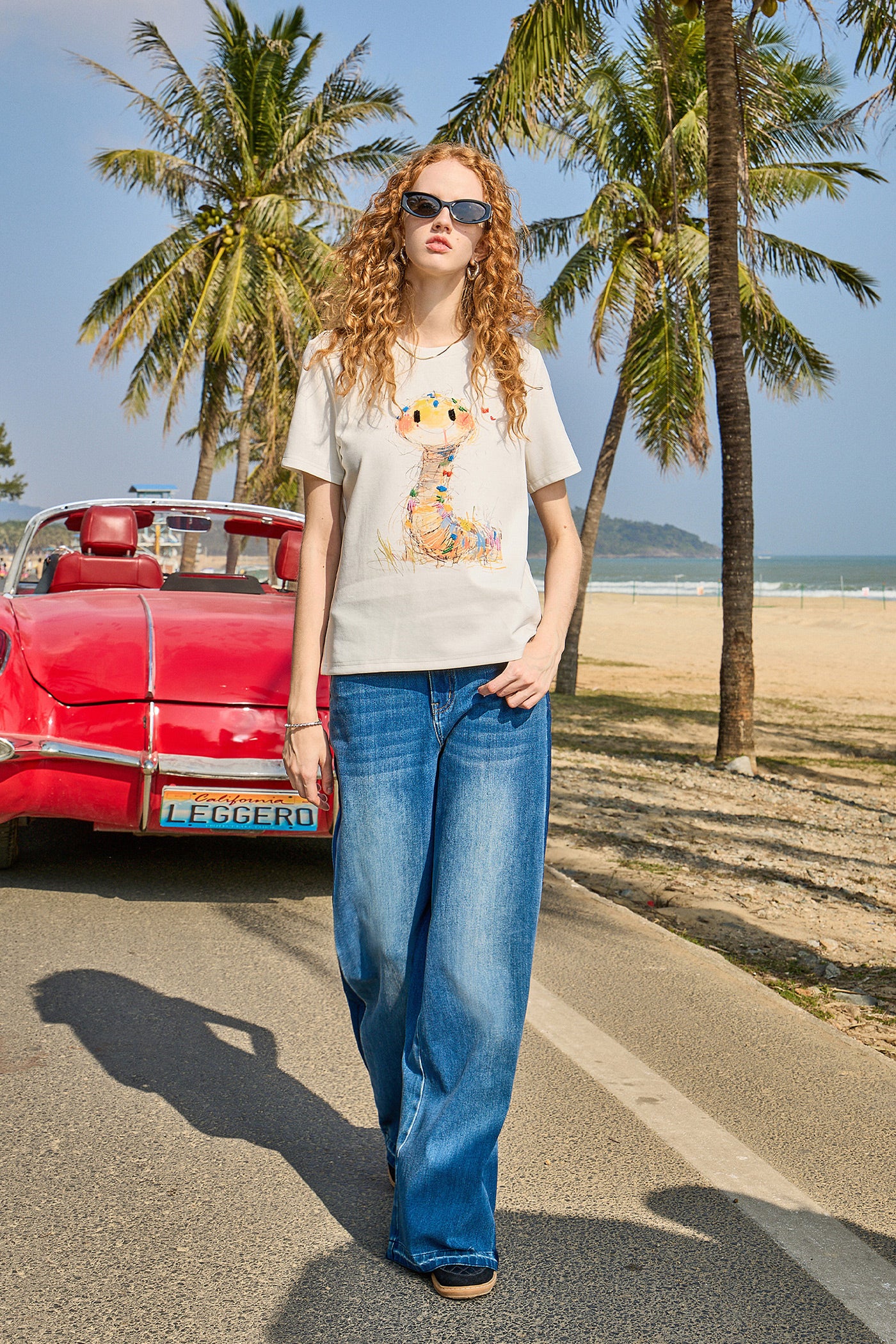 KAMILAN High-Rise Washed Wide-Leg Denim Trousers