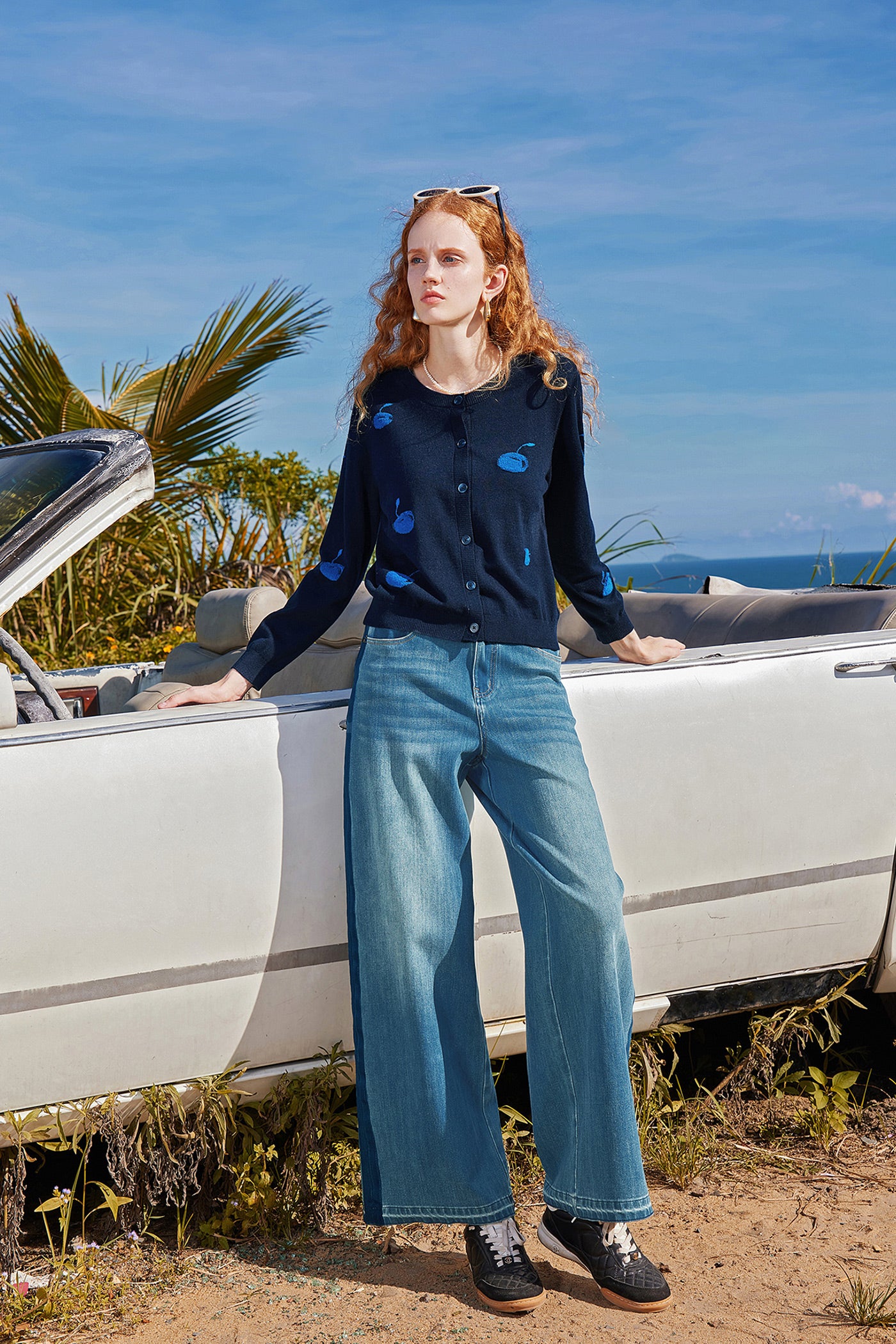 KAMILAN High-Rise Washed Wide-Leg Denim Trousers