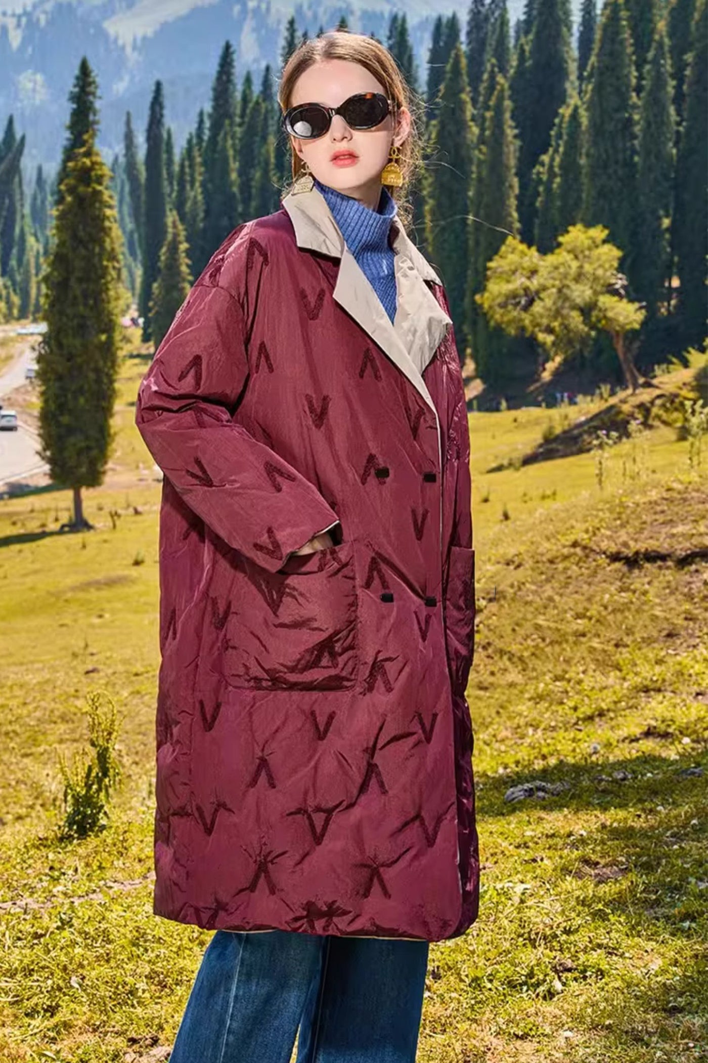 KAMILAN Reversible Long Down Coat