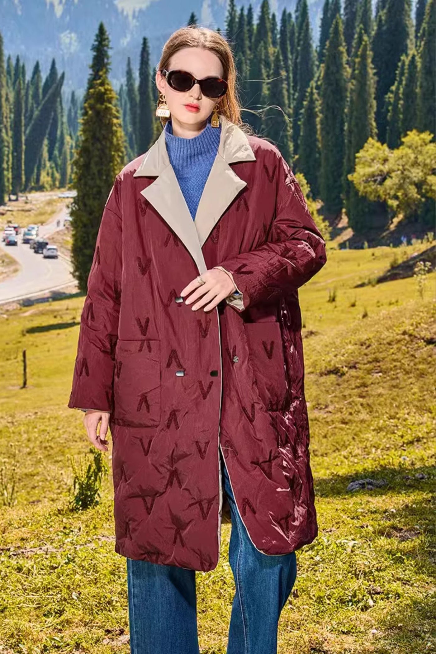 KAMILAN Reversible Long Down Coat