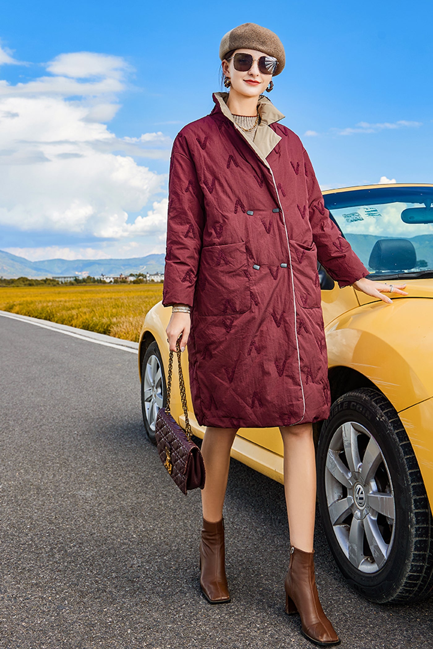 KAMILAN Reversible Long Down Coat