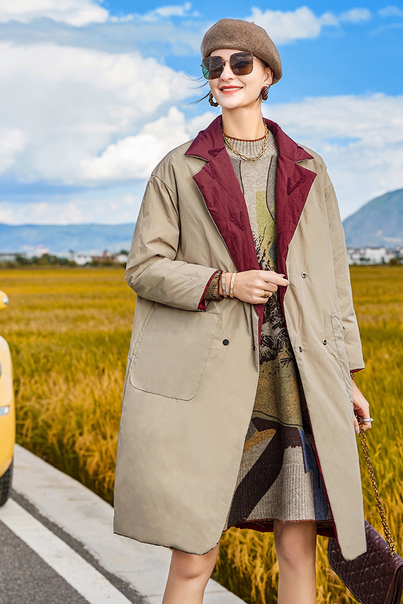 KAMILAN Reversible Long Down Coat