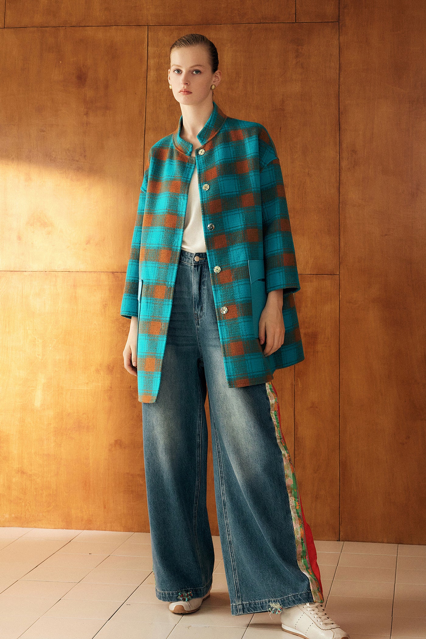 Kamilan Houndstooth Wool Coat