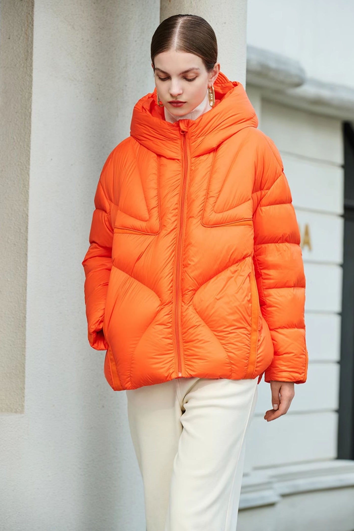 Kamilan Cropped Hooded Down Jacket in Urban Mocha