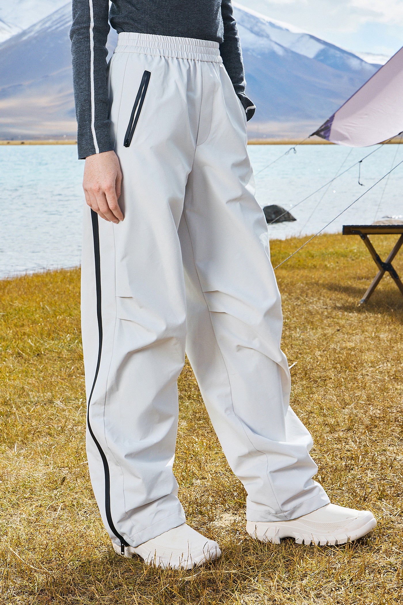 KAMILAN Women's Outdoor Hiking High-Waist Wide-Leg Pants – 2025 Autumn New Straight-Leg Trousers