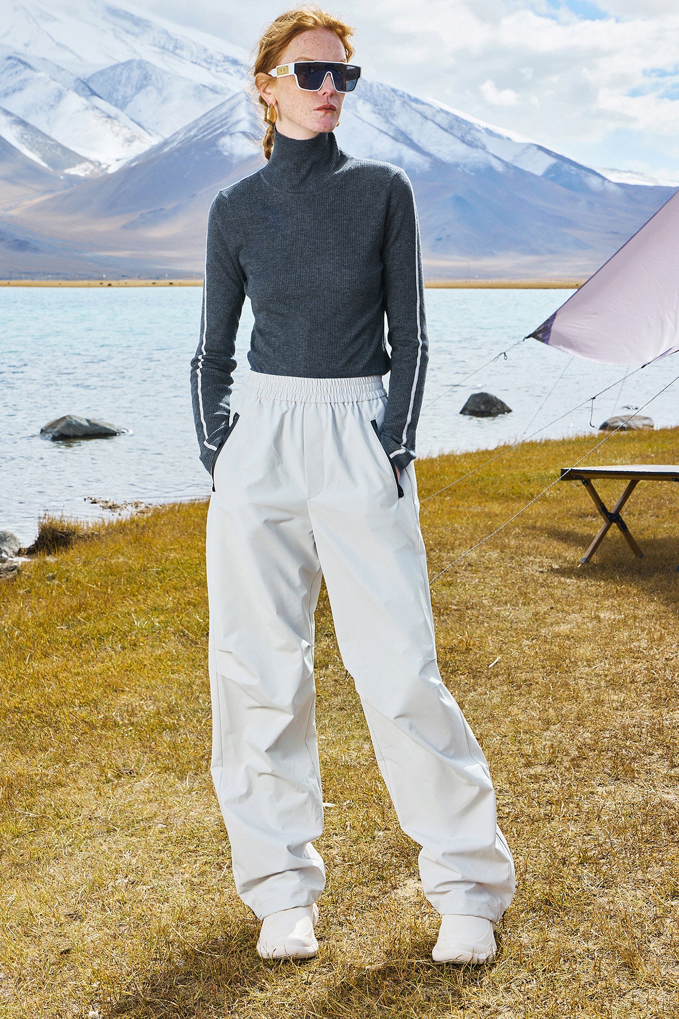 KAMILAN Women's Outdoor Hiking High-Waist Wide-Leg Pants – 2025 Autumn New Straight-Leg Trousers
