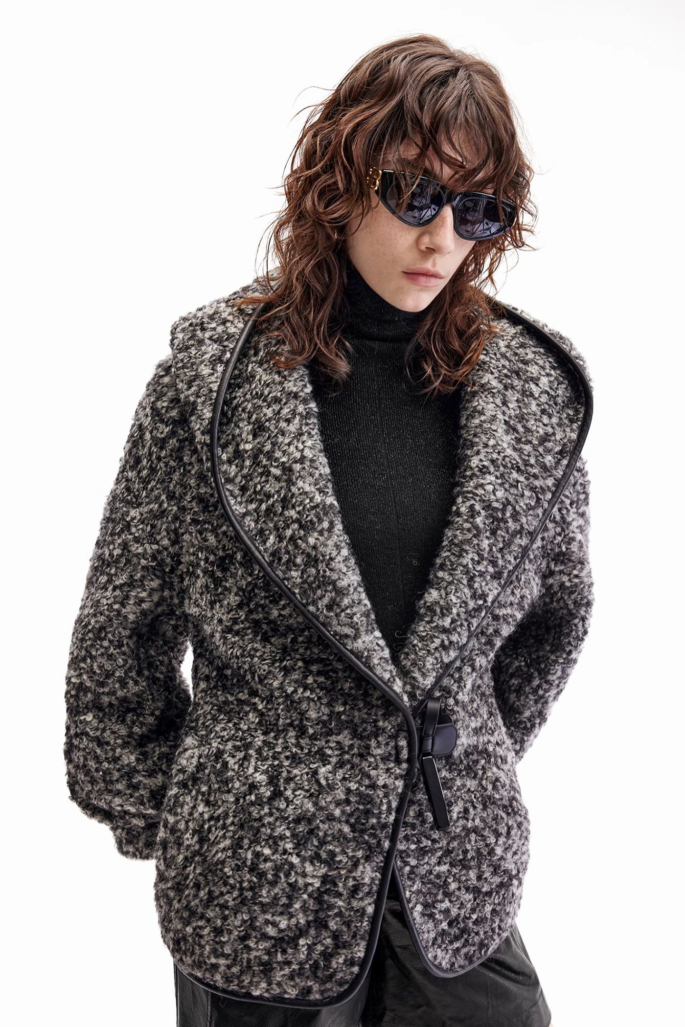 KAMILAN Women's Shearling Wool Coat – 2025 Winter New Fashion White Duck Down Filled Jacket