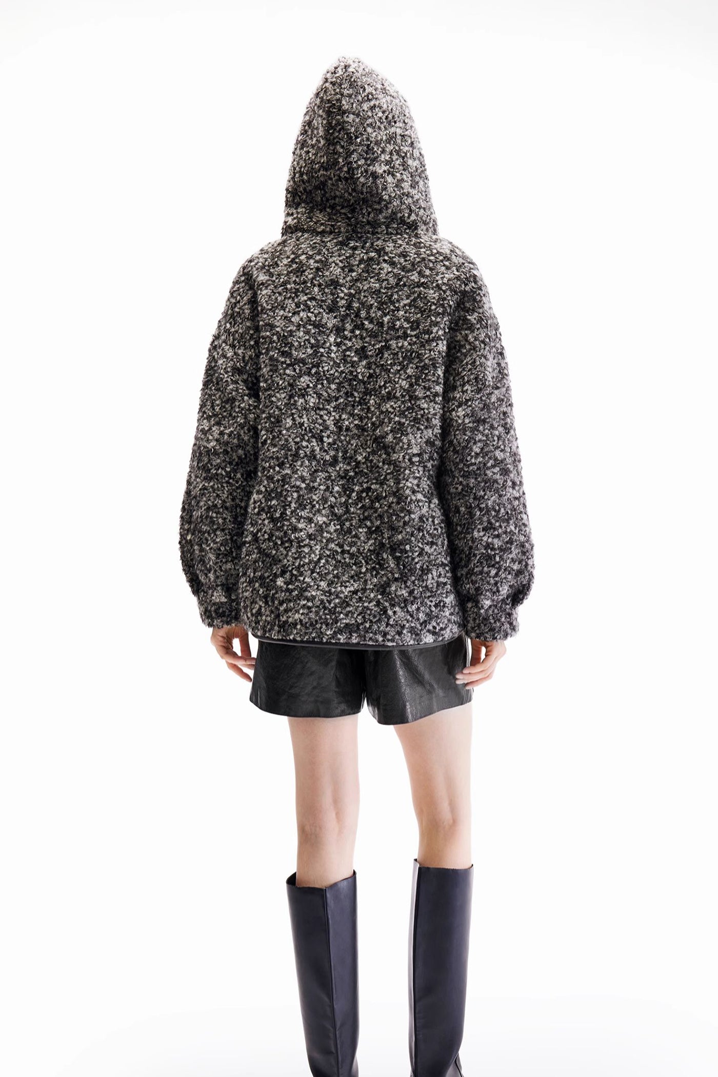 KAMILAN Women's Shearling Wool Coat – 2025 Winter New Fashion White Duck Down Filled Jacket