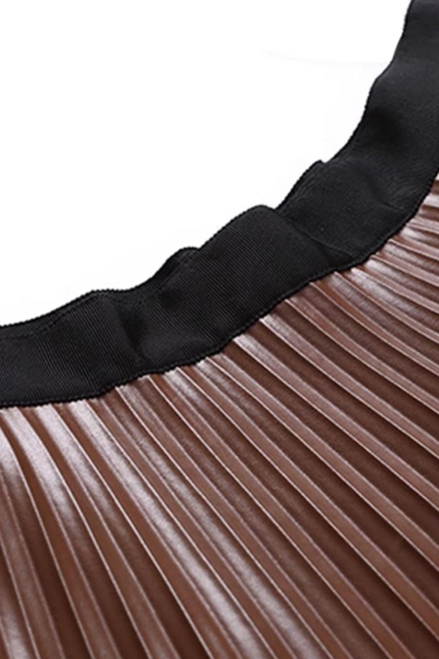 KAMILAN Women's PU Leather Pleated Skirt – 2025 Autumn Winter New Mid-Length A-Line Skirt