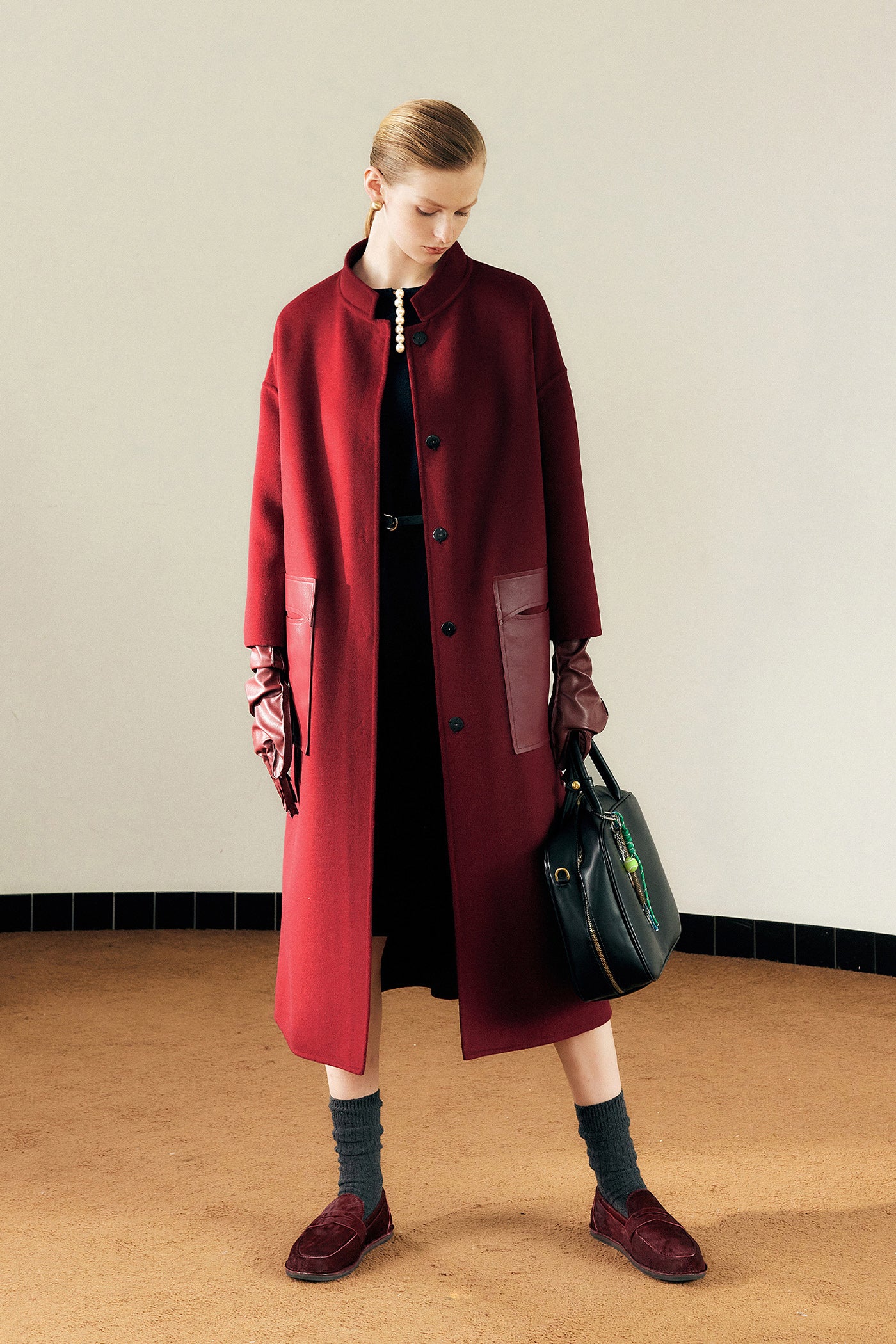 KAMILAN Women's Wool Coat – 2025 Autumn New Mid-Length Double-Faced Wool Overcoat