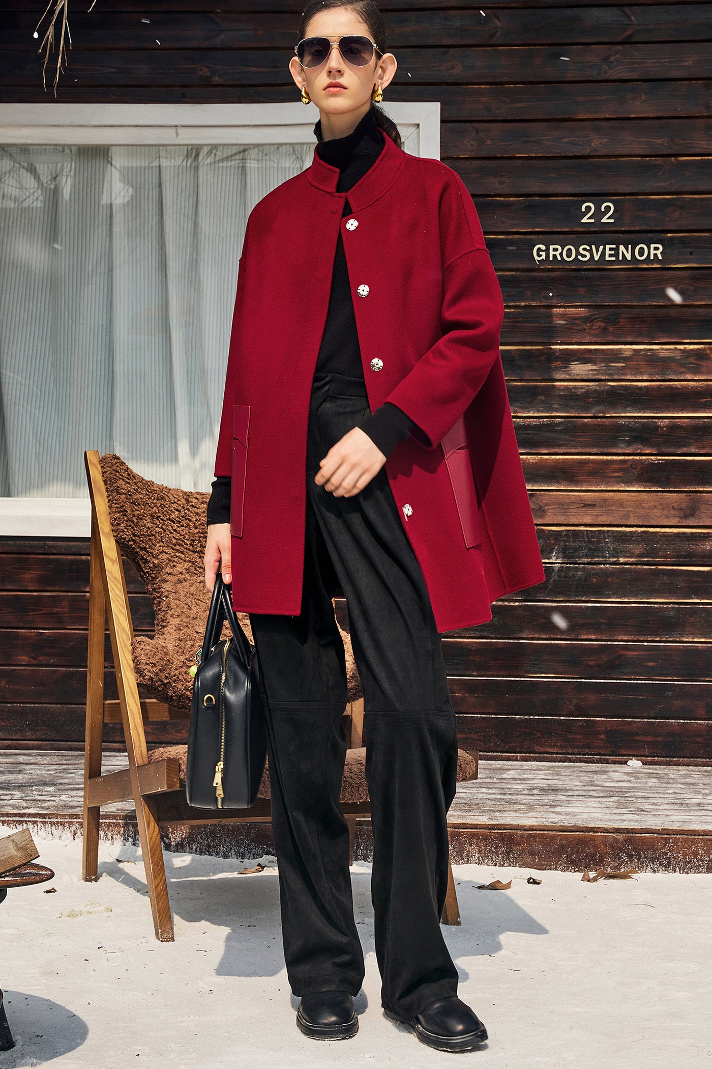 KAMILAN Women's Wool Coat – 2025 Autumn New Mid-Length Double-Faced Wool Overcoat