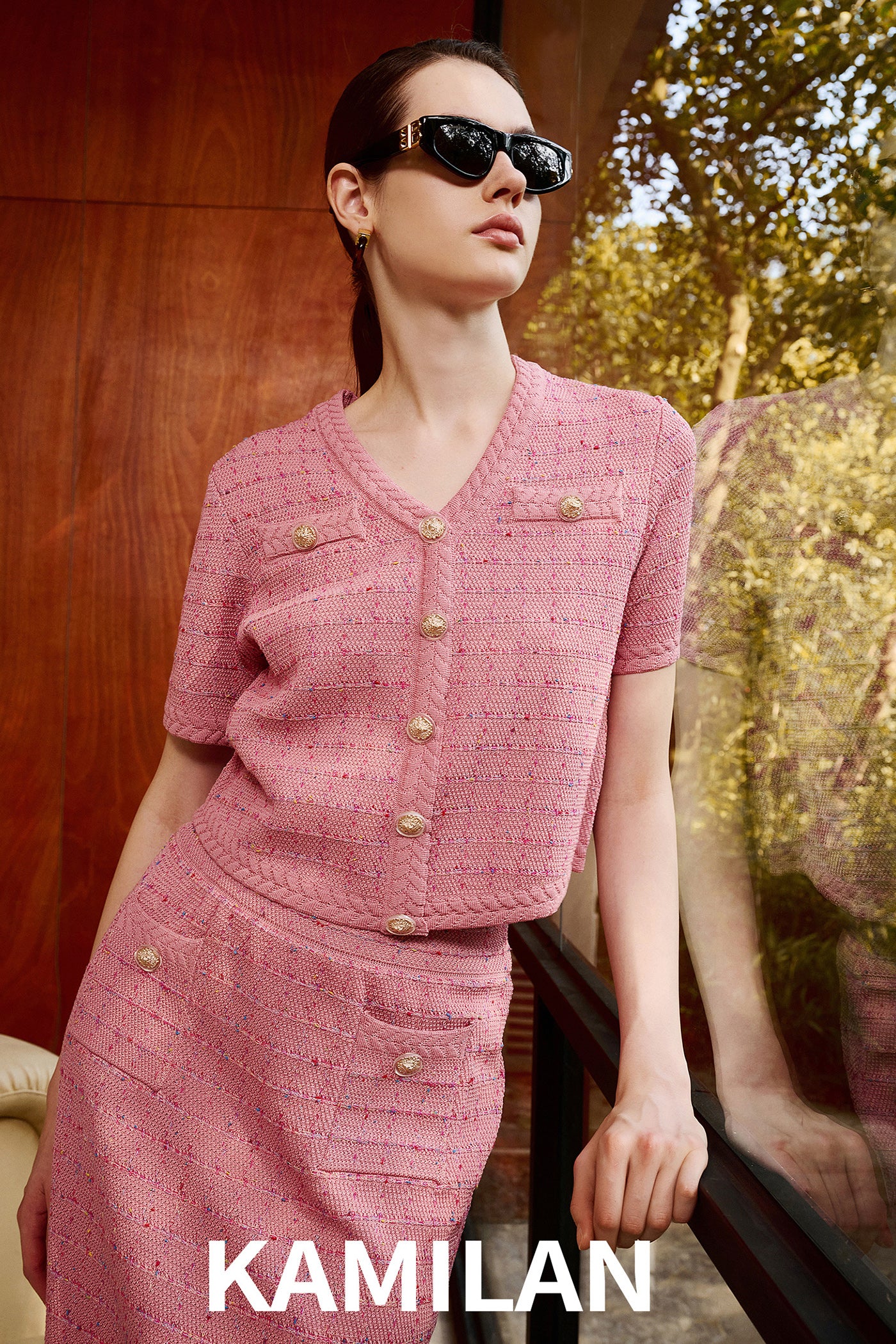 KAMILAN Women's Knitted Vest – 2025 Autumn New French Chic Tweed-Style Sleeveless Cardigan Jacket