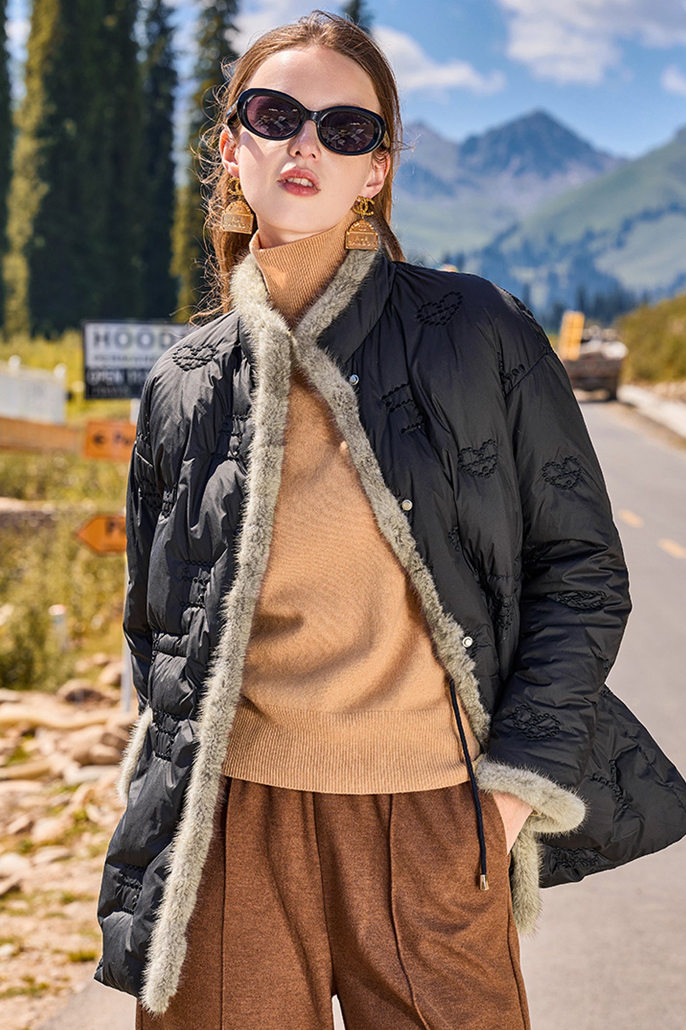 KAMILAN Women's Down Coat – 2025 Winter New White Goose Down Jacket with Mink Fur Splicing Design