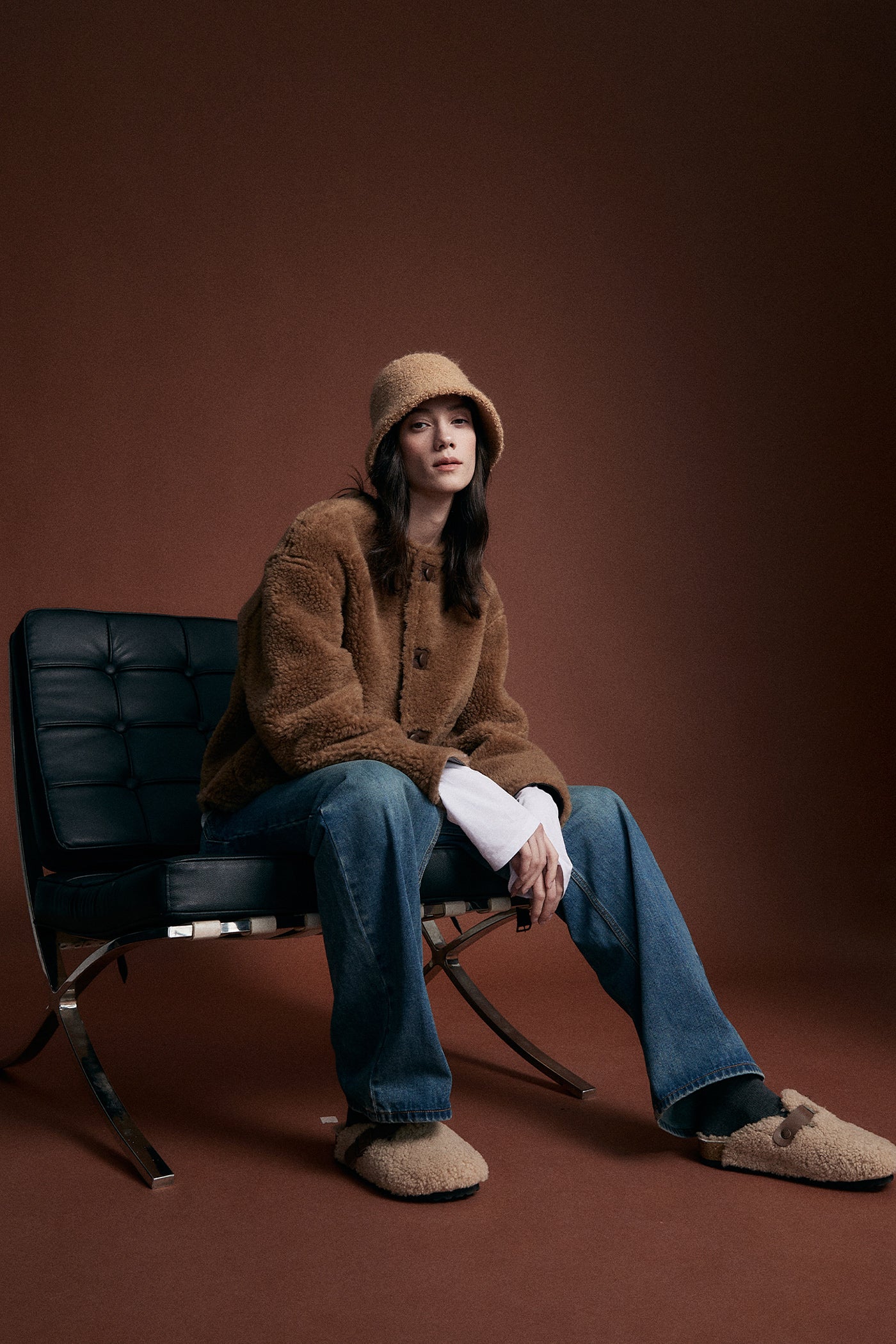 KAMILAN Women's Shearling Short Coat – 2025 Winter New Faux Fur Warm Jacket