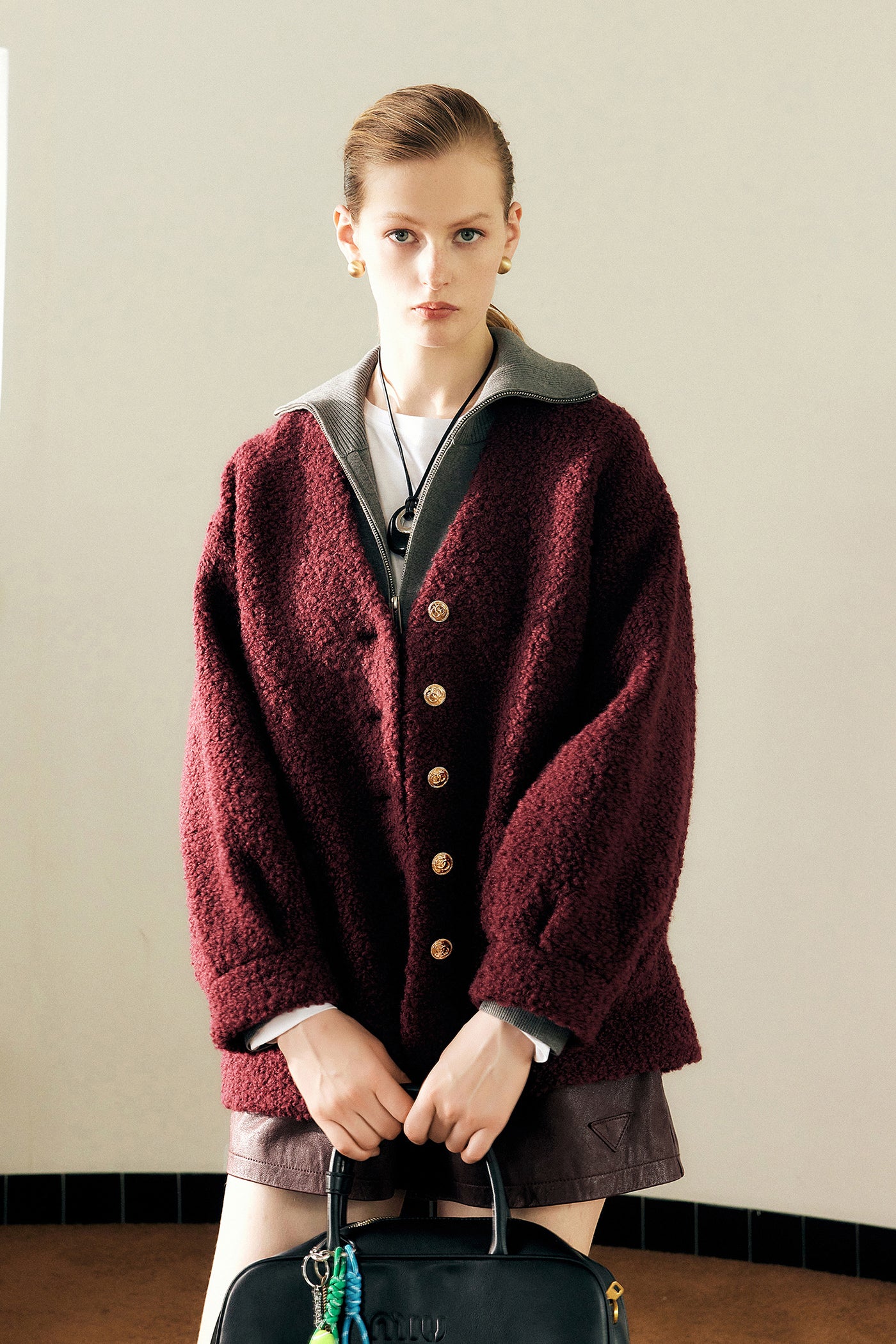 KAMILAN Women's Short Wool Coat – 2025 Autumn/Winter New Warm Faux Fur Jacket