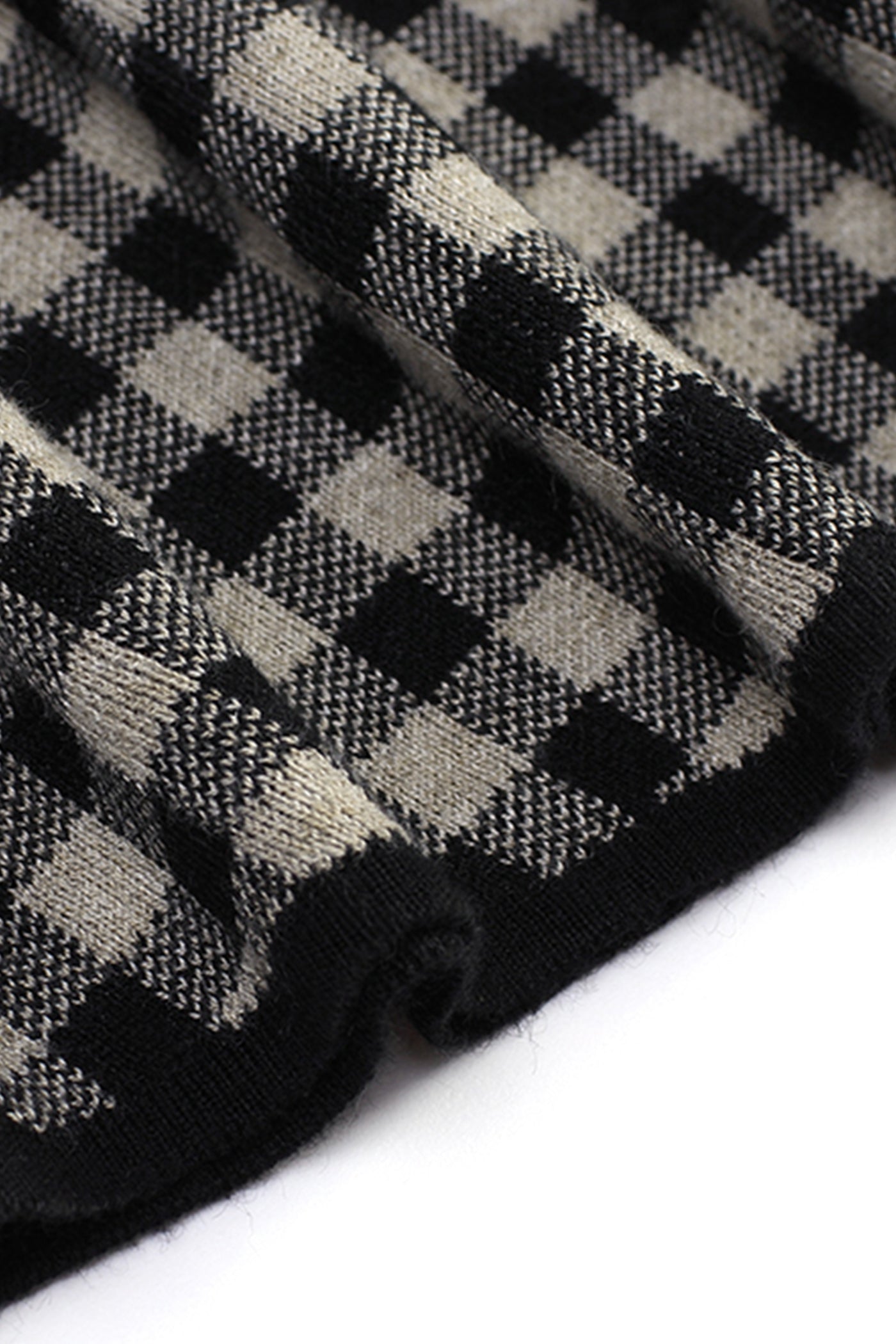 KAMILAN Women's Plaid Knitted Sweater Dress – 2025 Autumn New Mid-Length Long-Sleeve Half-Turtleneck Dress