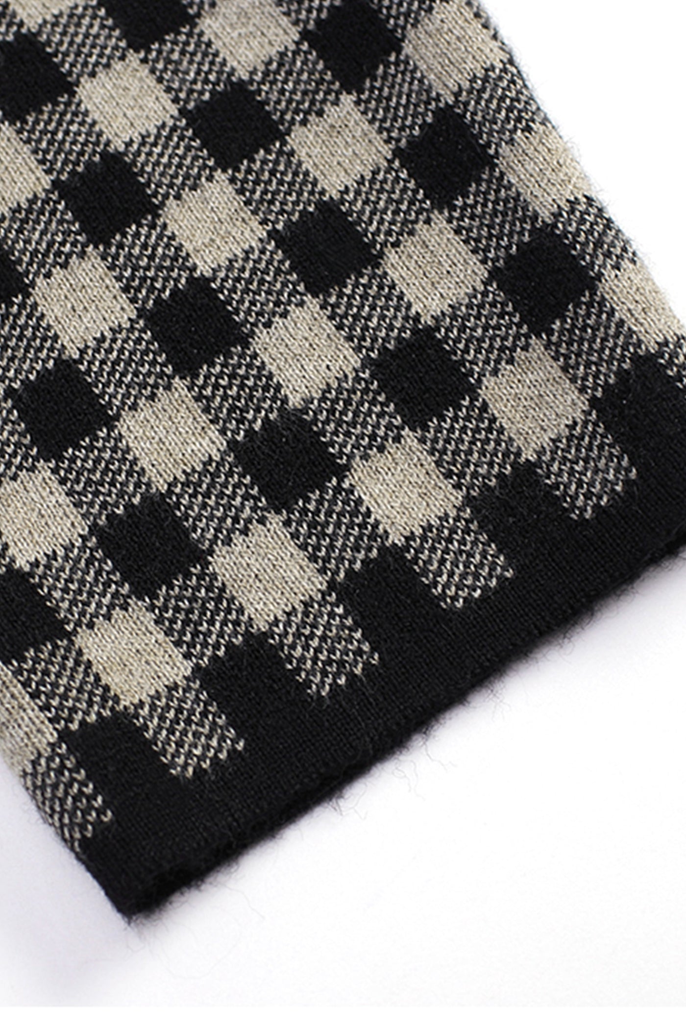 KAMILAN Women's Plaid Knitted Sweater Dress – 2025 Autumn New Mid-Length Long-Sleeve Half-Turtleneck Dress