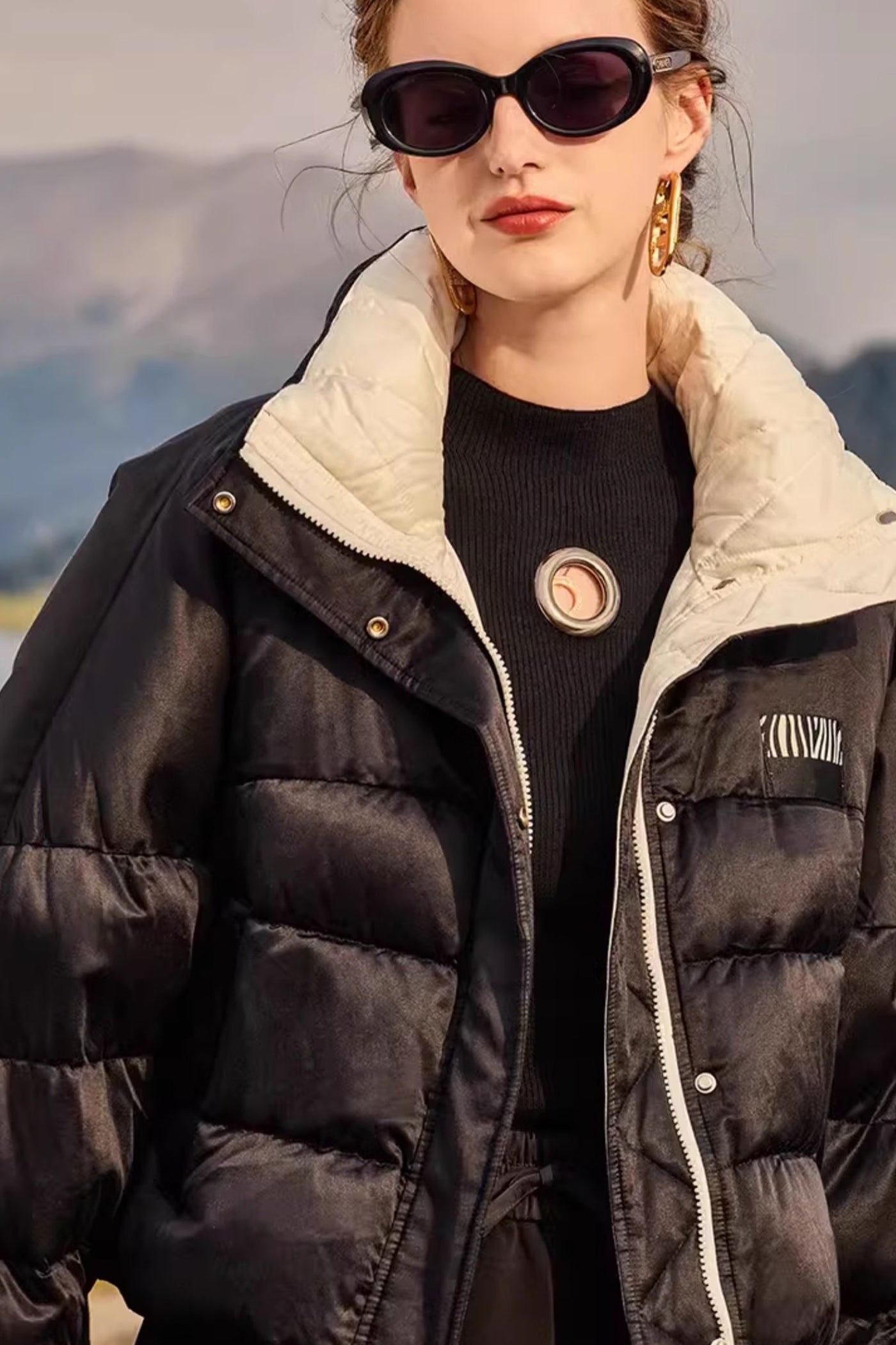 KAMILAN Women's Short Goose Down Jacket – 2025 Winter New White Goose Down Puffer Coat with High Collar
