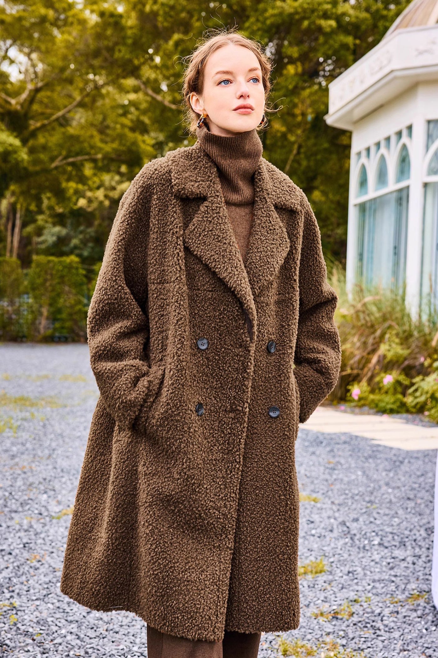 KAMILAN Women's Angola Red Faux Fur Coat – 2025 Winter New Mid-Length Oversized Warm Outerwear