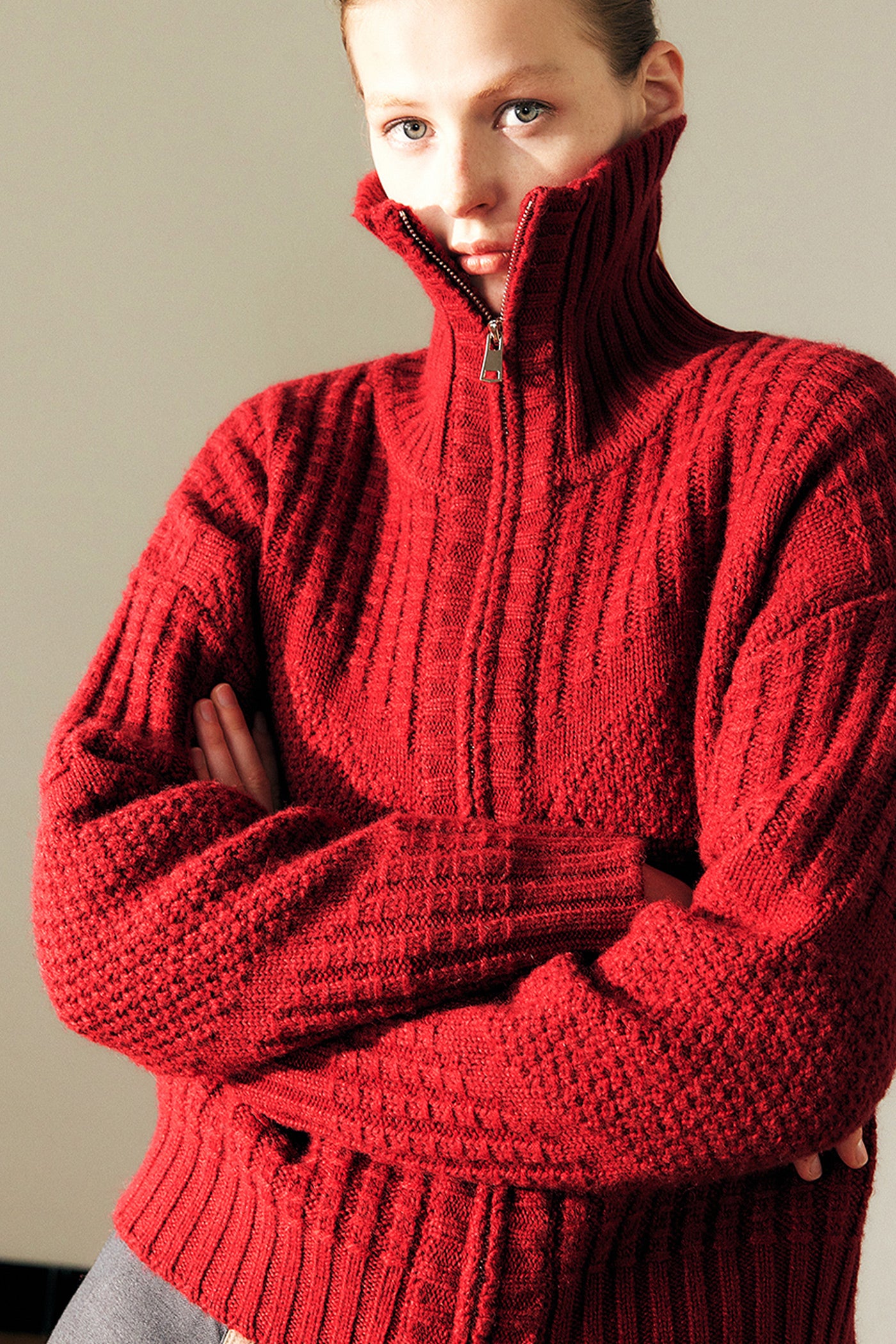 KAMILAN Women's Wool Knit Cardigan – 2025 Autumn New French Style Zipper Sweater Jacket