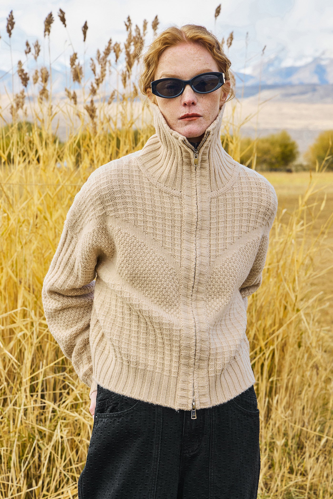 KAMILAN Women's Wool Knit Cardigan – 2025 Autumn New French Style Zipper Sweater Jacket