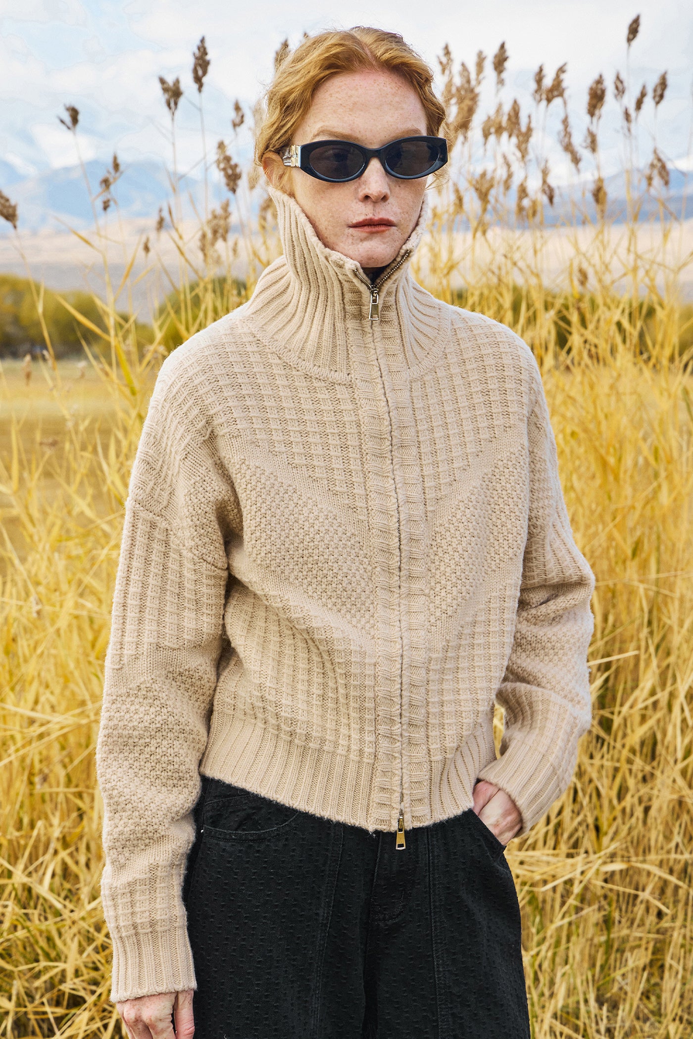 KAMILAN Women's Wool Knit Cardigan – 2025 Autumn New French Style Zipper Sweater Jacket