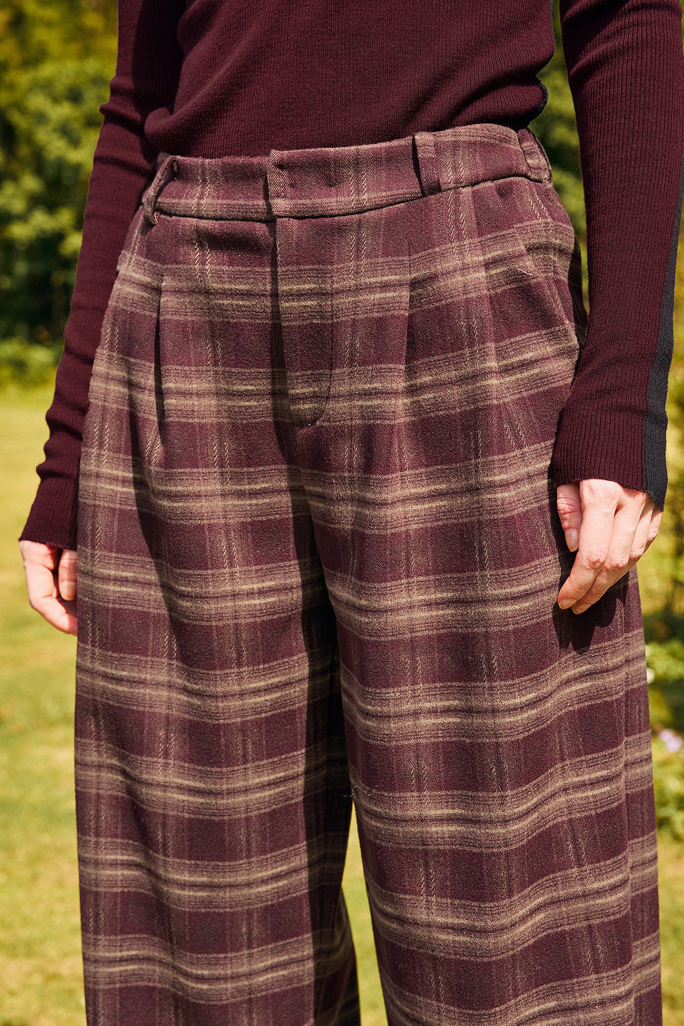KAMILAN Women’s Plaid Wide-Leg Trousers – 2025 Autumn New High-Waist Casual Loose Pants