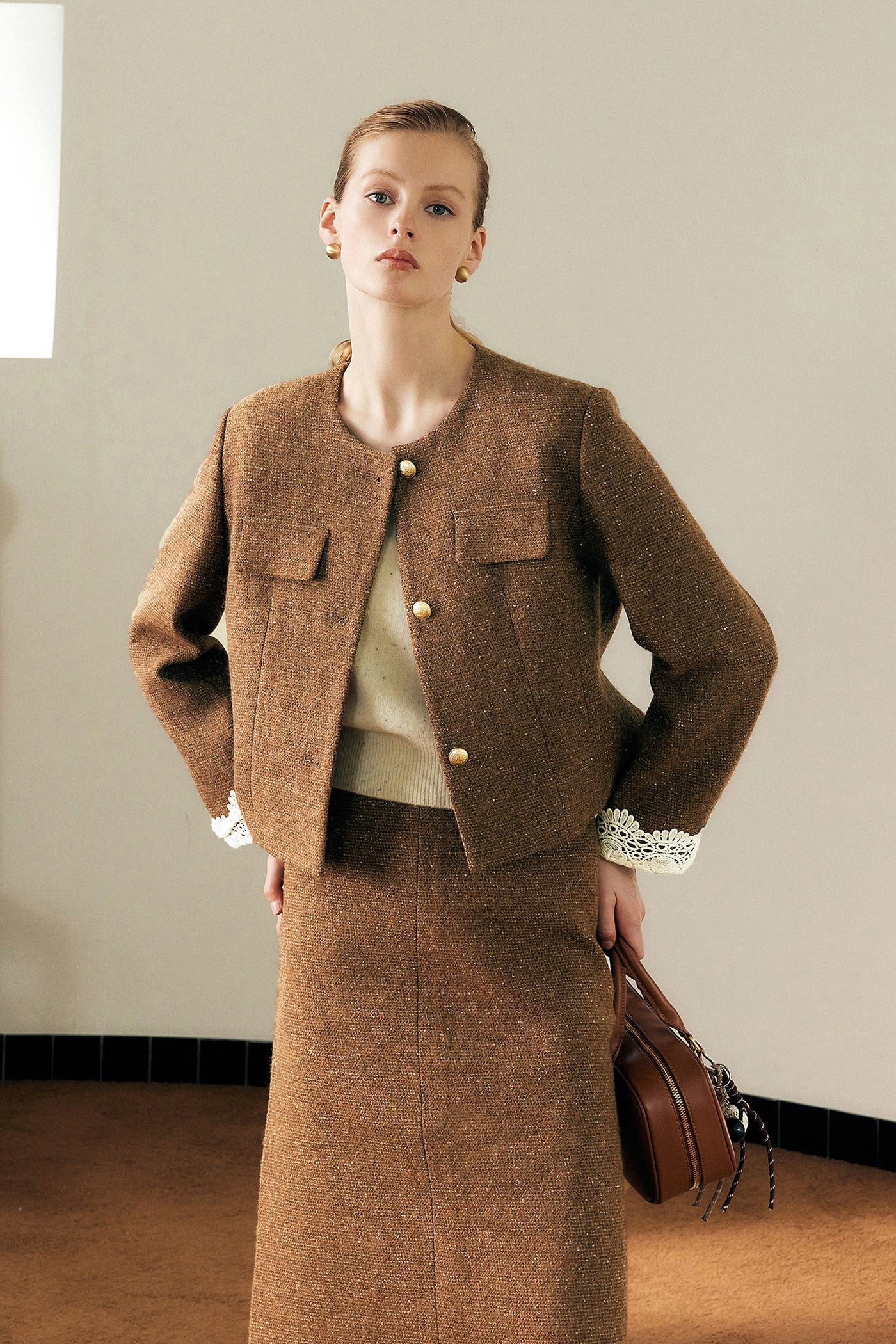 KAMILAN French temperament commuter woolen coat women's autumn new fashion coat top