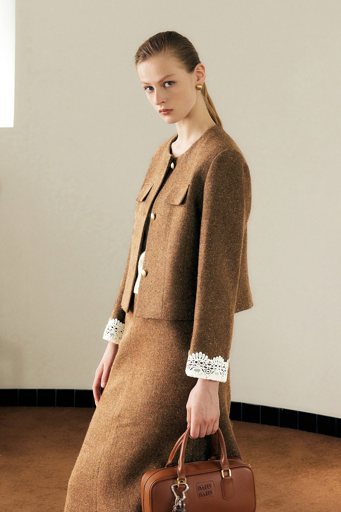 KAMILAN French temperament commuter woolen coat women's autumn new fashion coat top