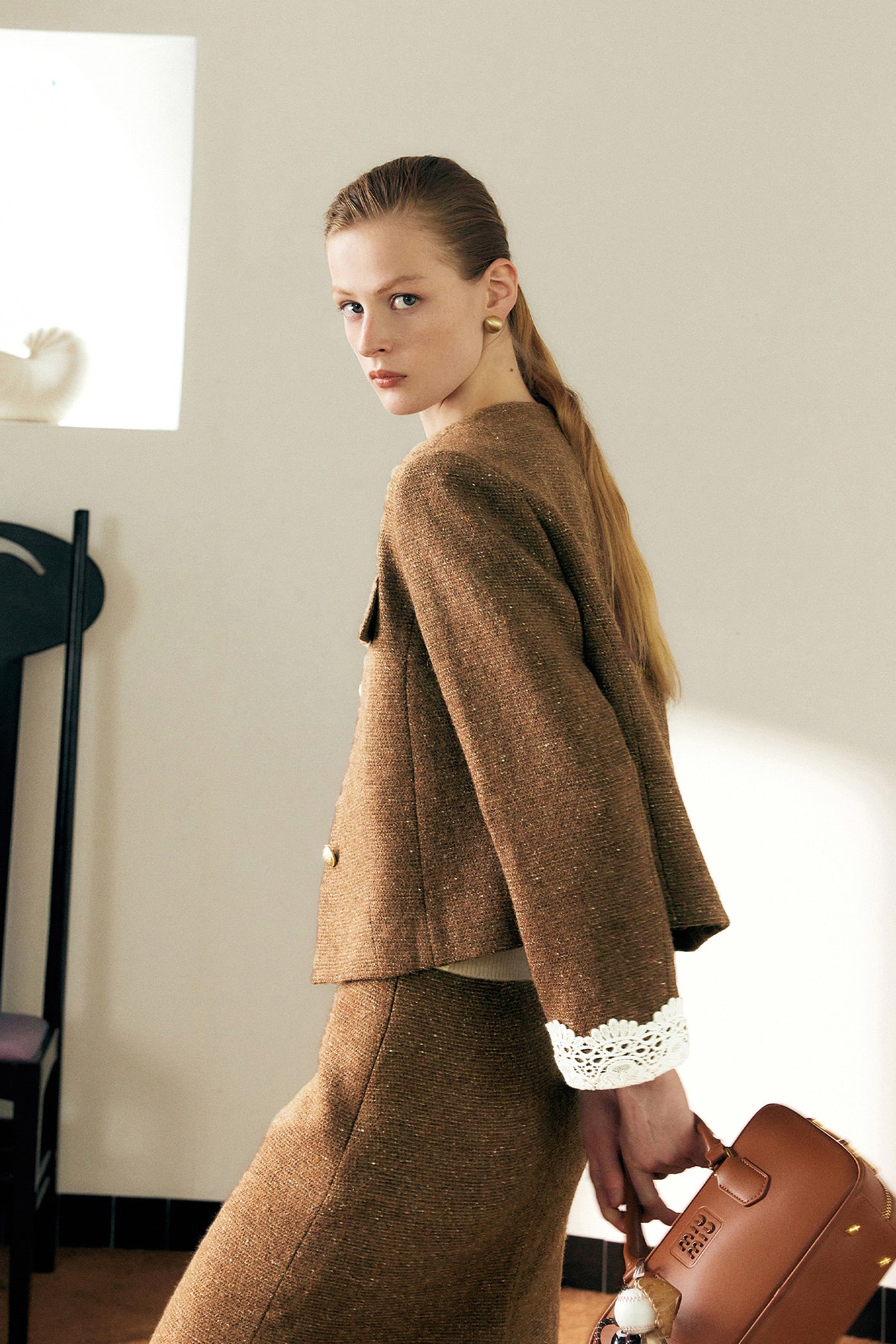 KAMILAN French temperament commuter woolen coat women's autumn new fashion coat top