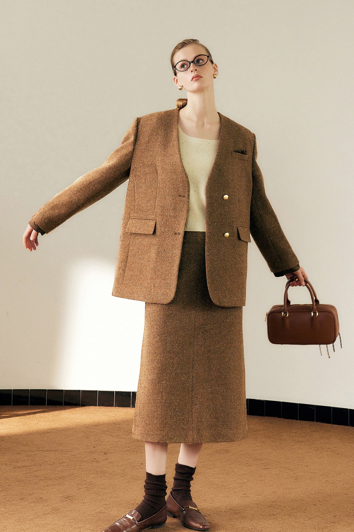 KAMILAN French temperament commuter woolen coat women's autumn new fashion coat top